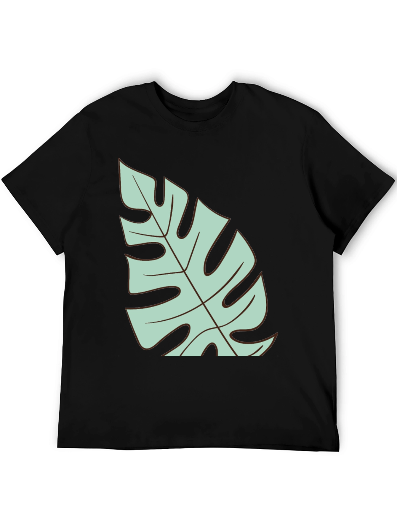 Black Tropical Monstera Leaf Graphic T-Shirt - Black view 5