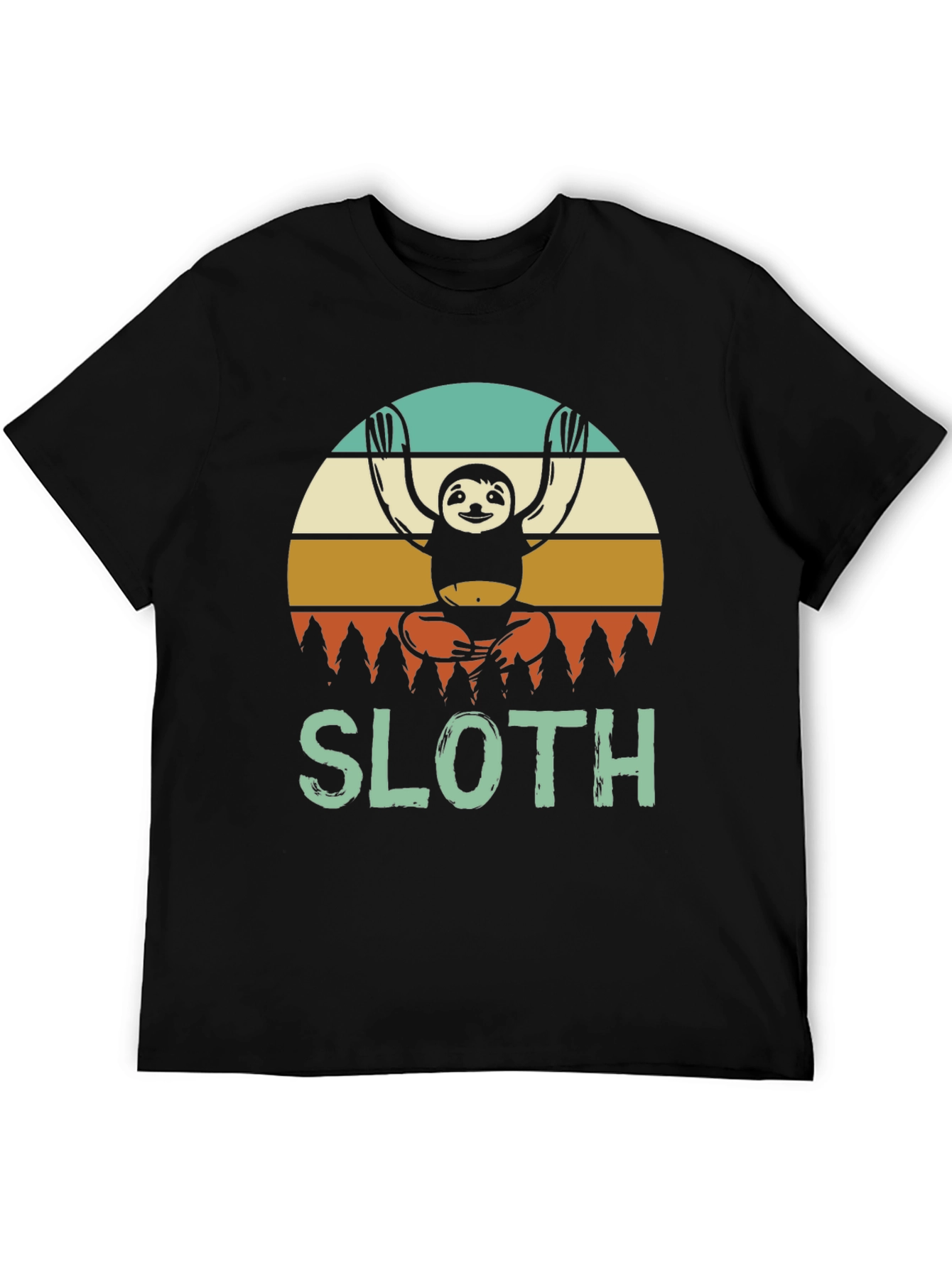 Black Meditating Sloth Graphic T-Shirt view 5
