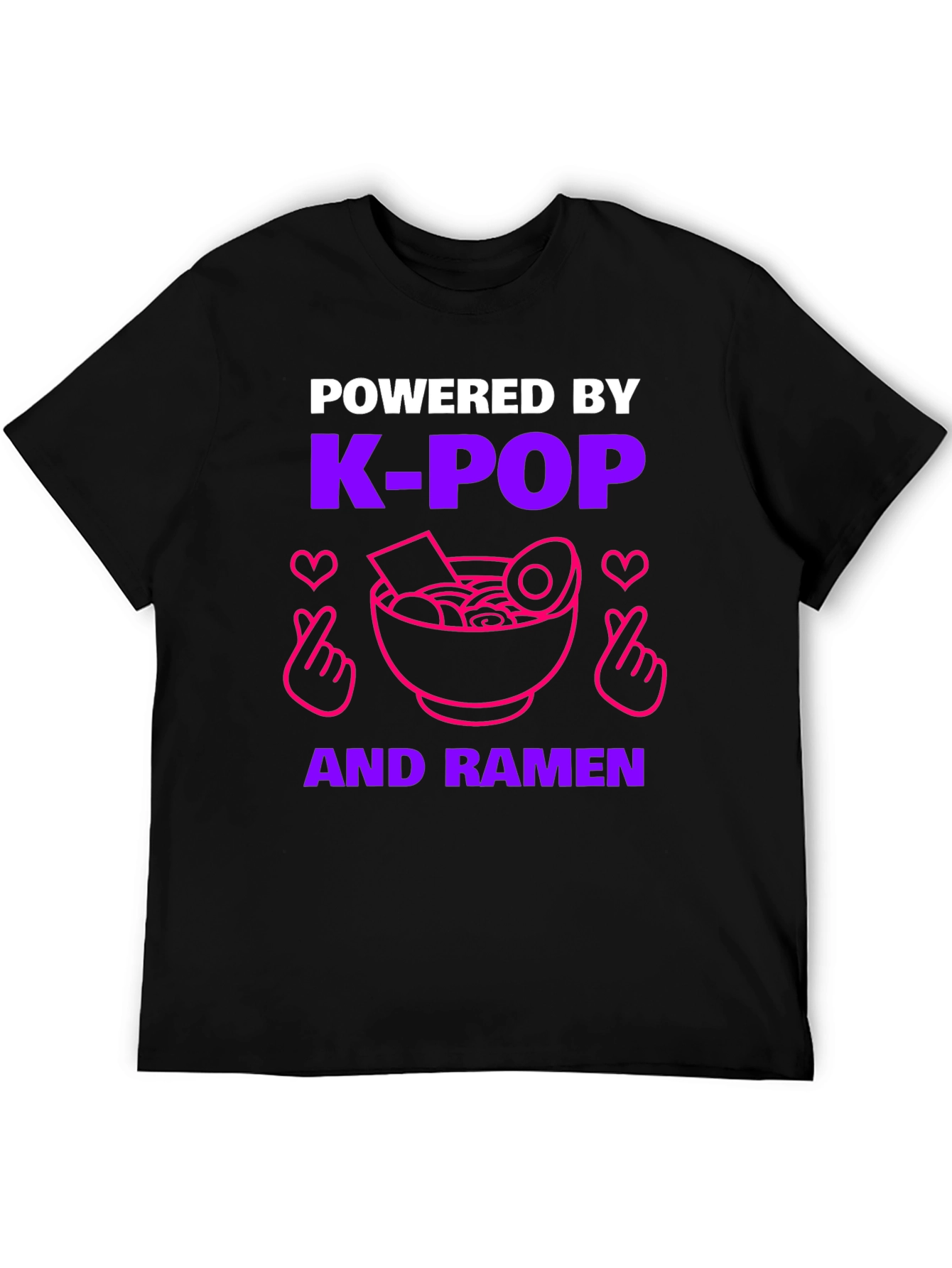 Black K-Pop & Ramen Powered T-Shirt view 5