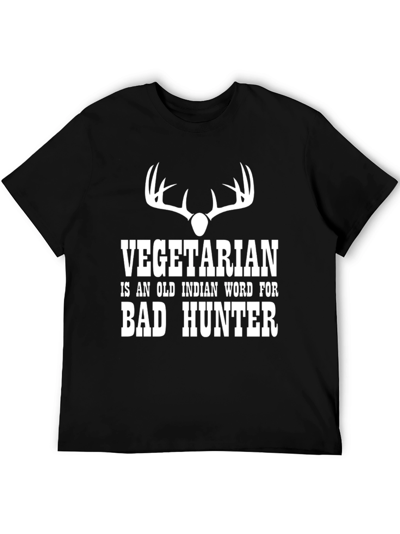 Black Funny Vegetarian Bad Hunter Graphic T-Shirt view 5