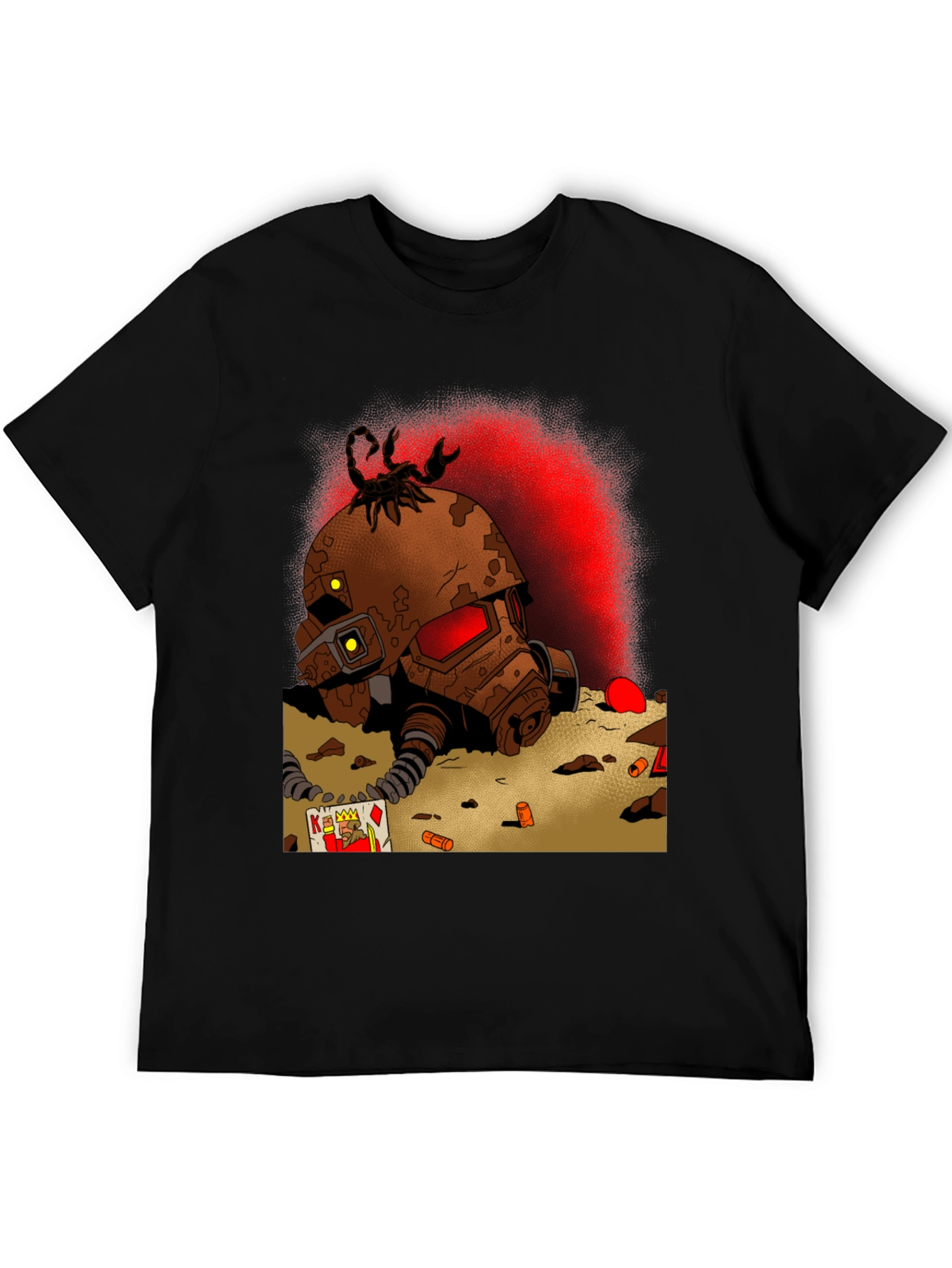 Black Fallout Inspired T-Shirt: Scorpion Helmet Design view 5