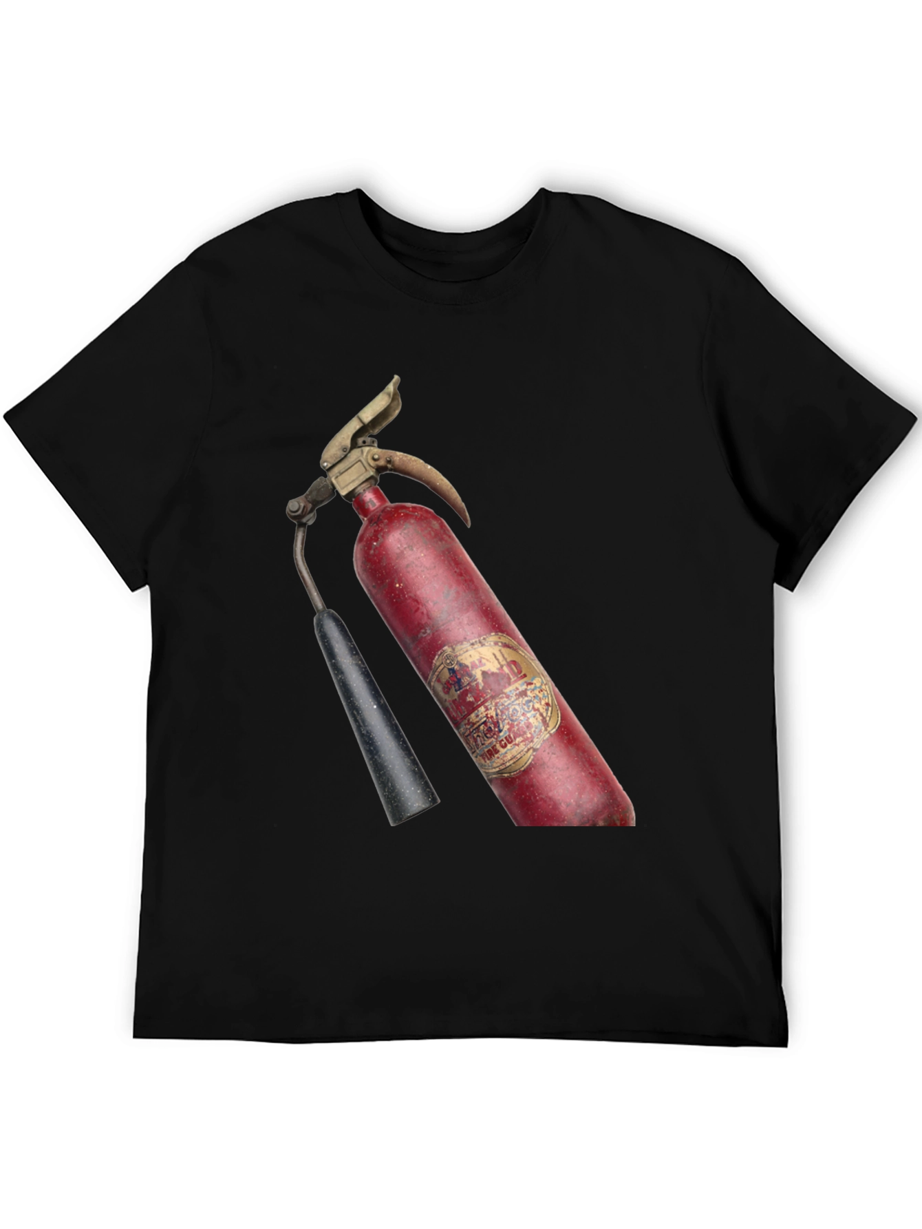 Black Vintage Fire Extinguisher Graphic T-Shirt view 5