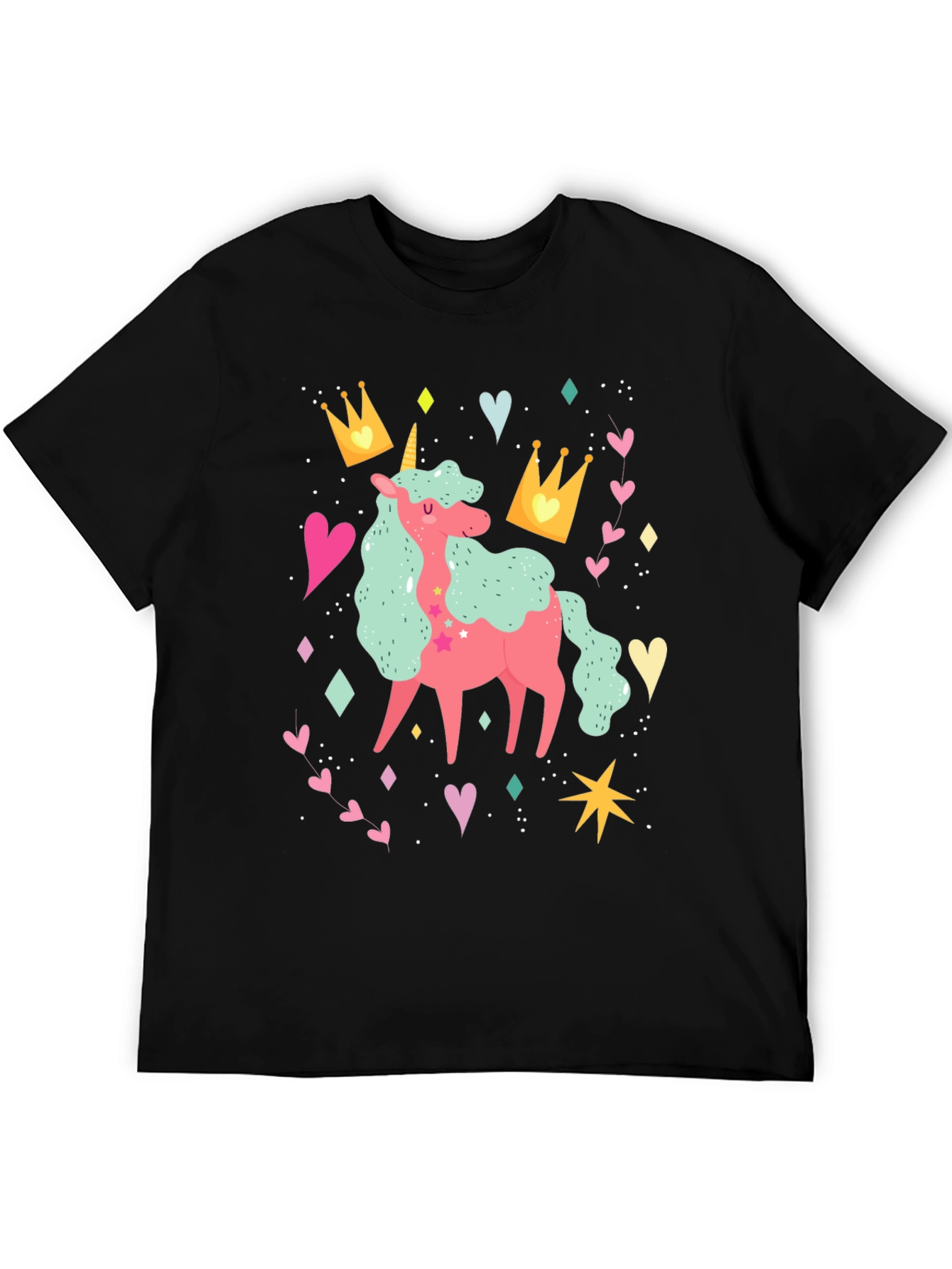 Black Unicorn T-Shirt, Cute Graphic Tee for Women & Girls view 5