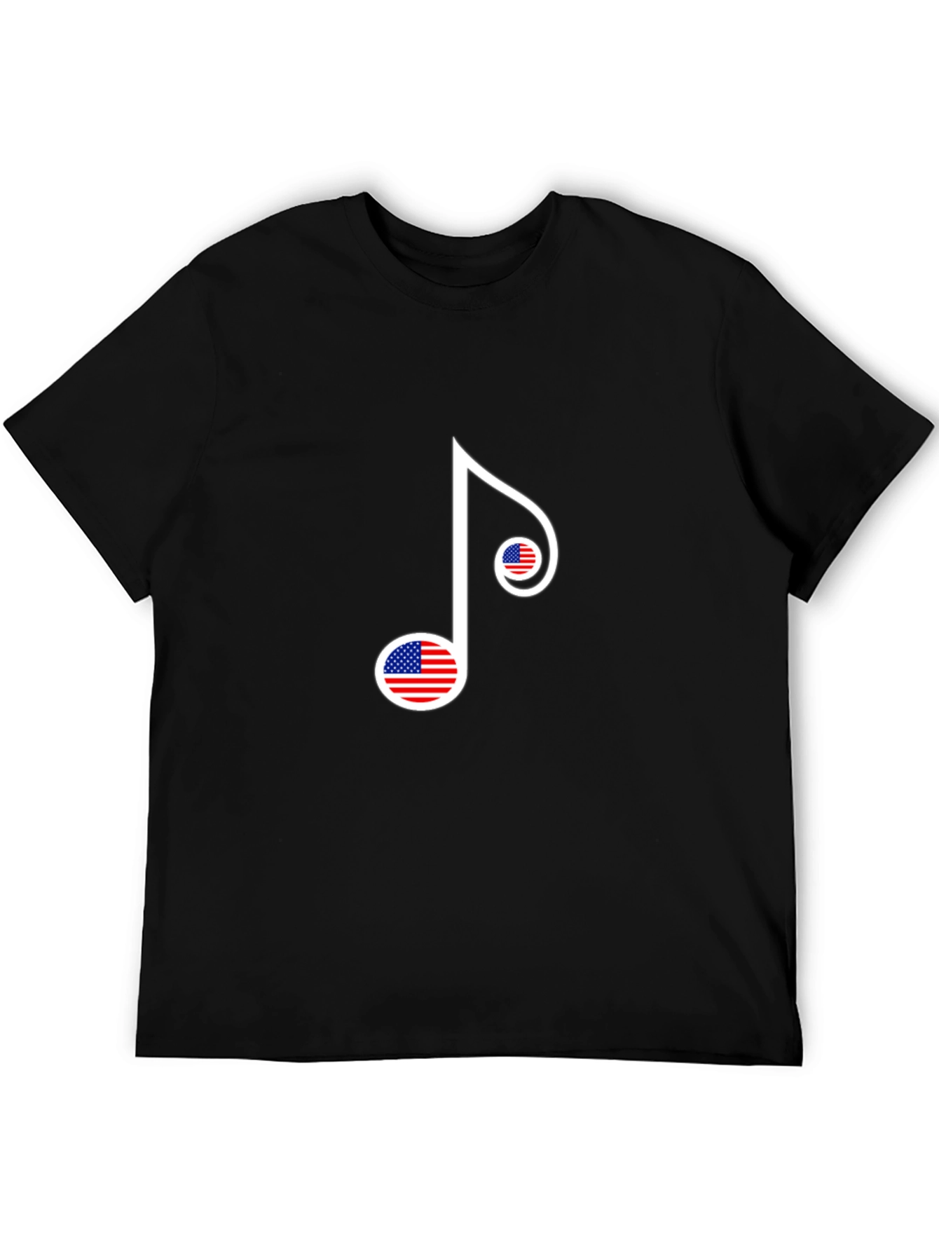 Black American Flag Music Note Graphic T-Shirt view 5