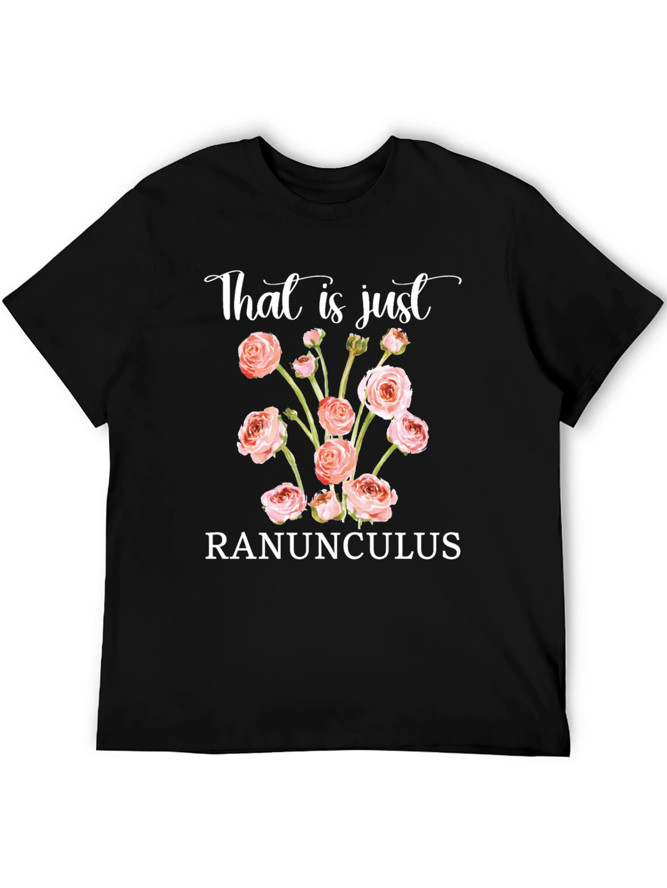 Black Ranunculus Floral T-Shirt - Unique Botanical Tee view 5