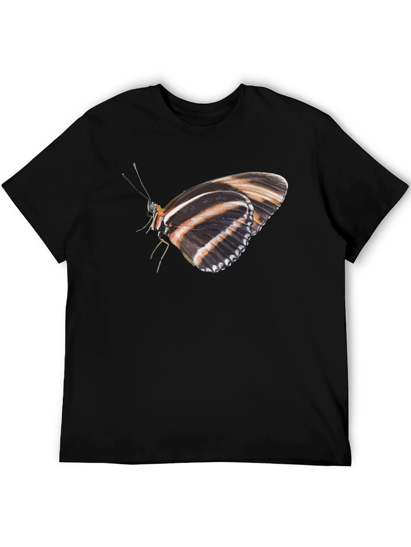 Black Butterfly Print Black T-Shirt view 5