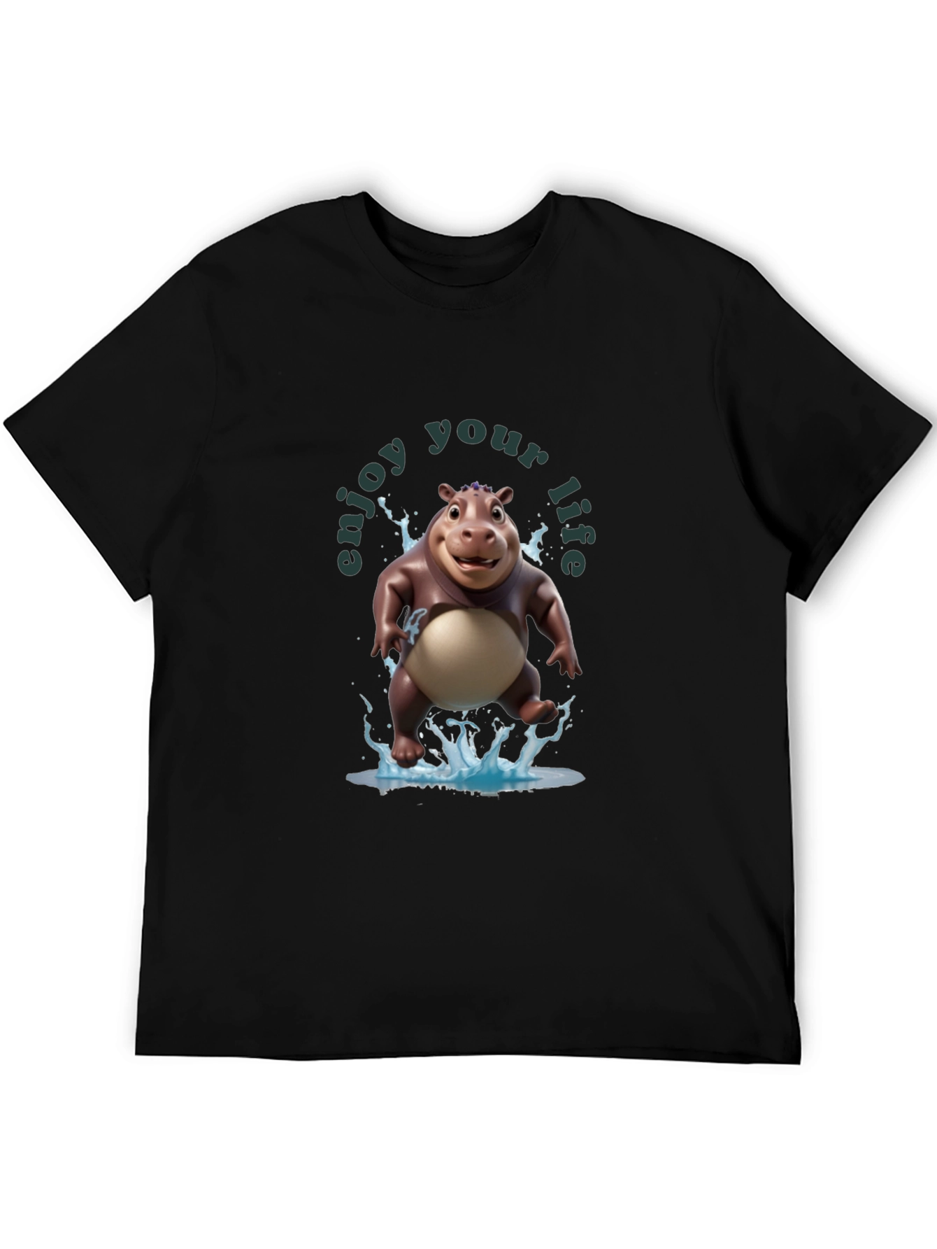 Black Enjoy Your Life Hippo T-Shirt view 5