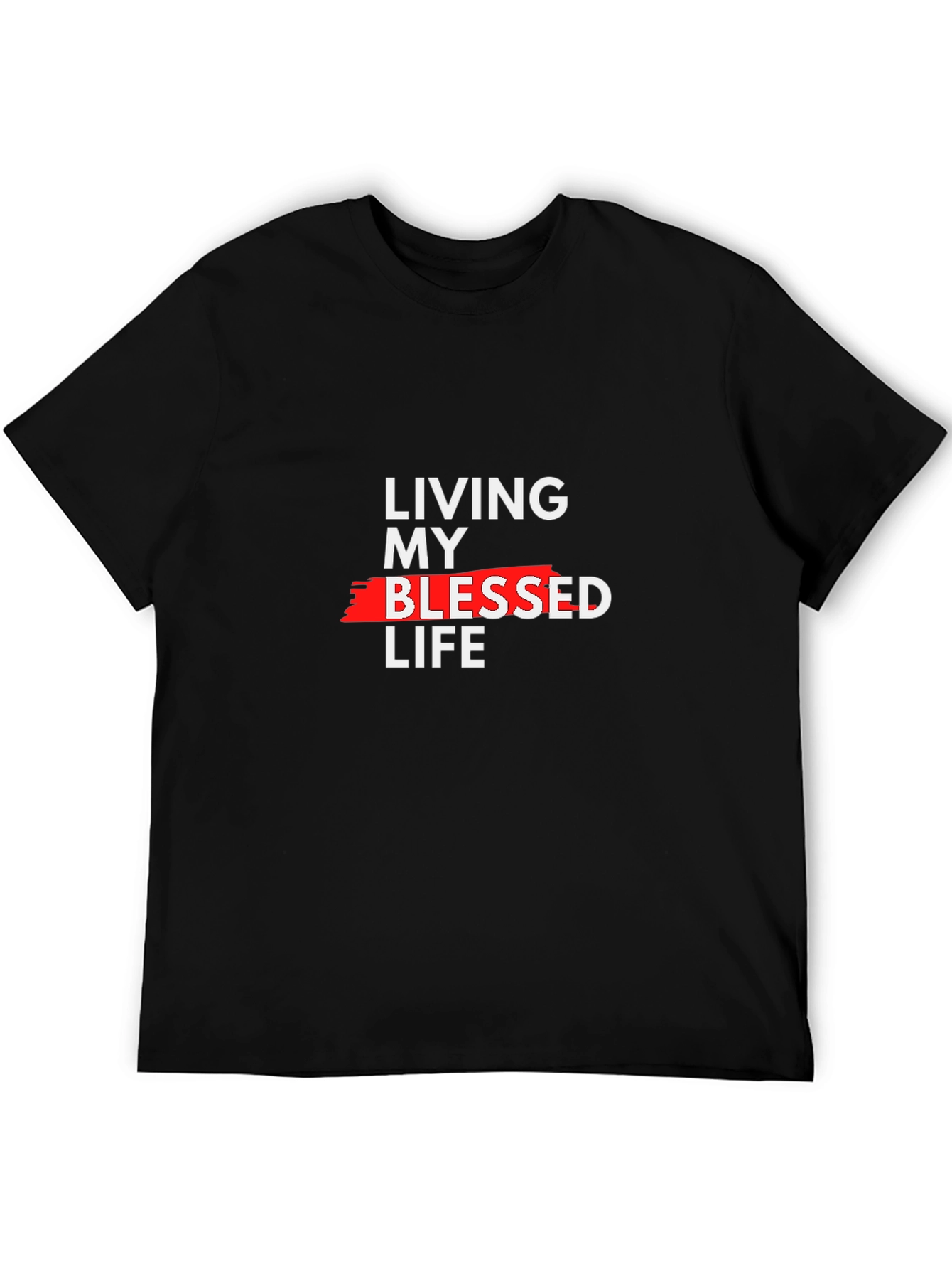 Black Blessed Life Graphic Tee - Black Cotton T-Shirt view 5