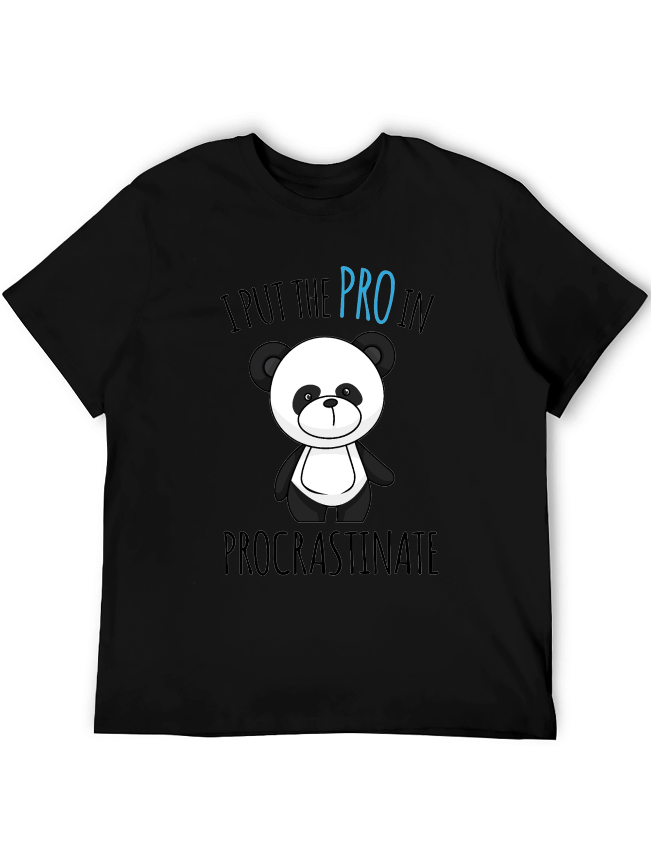 Black Funny Panda Procrastinate Graphic T-Shirt view 5