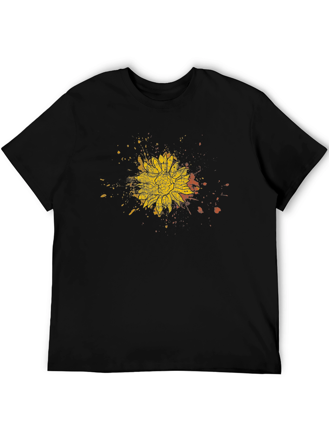 Black Sunflower Splatter Black T-Shirt view 5