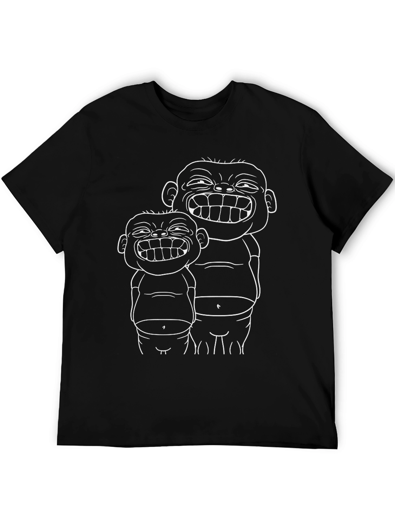 Black Funny Cartoon Graphic Black T-Shirt view 5