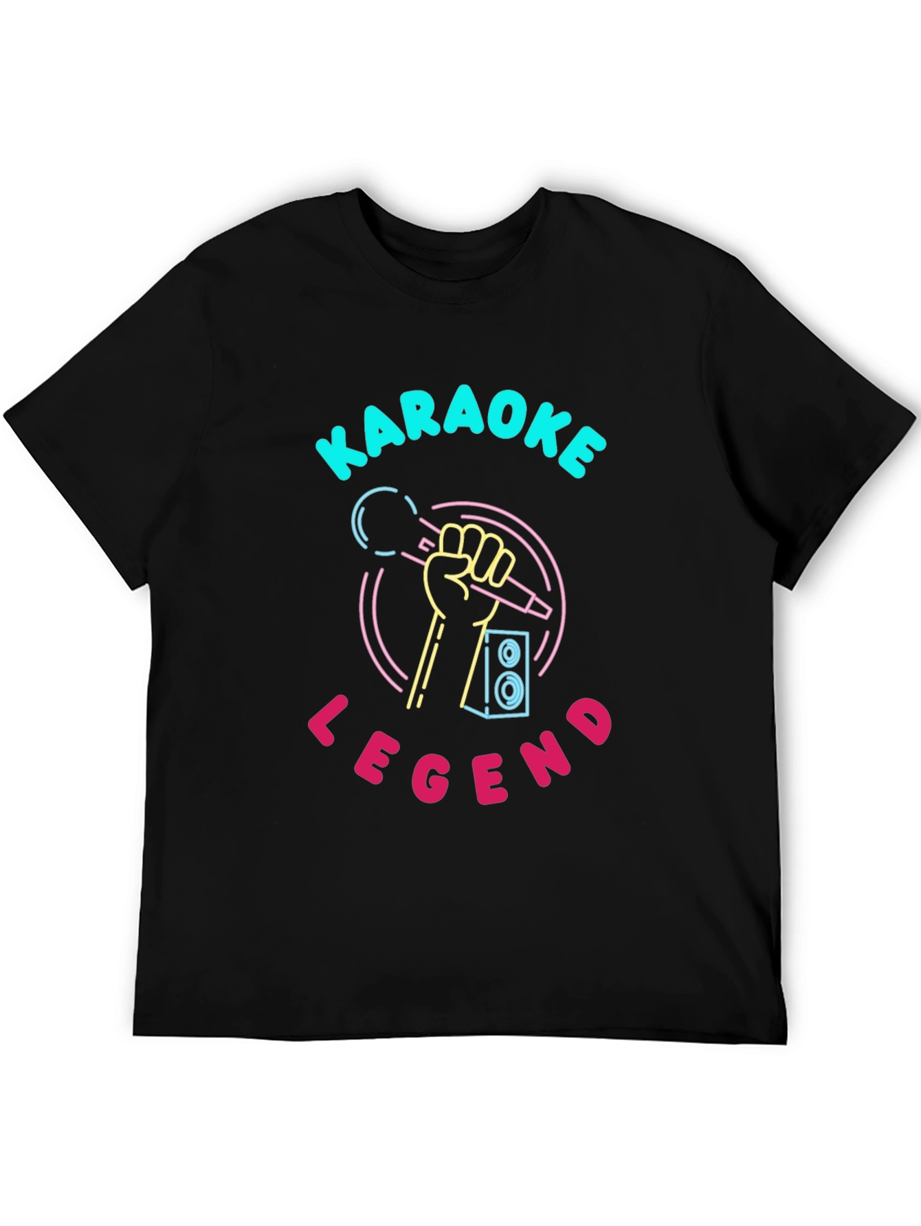 Black Karaoke Legend T-Shirt - Neon Design view 5