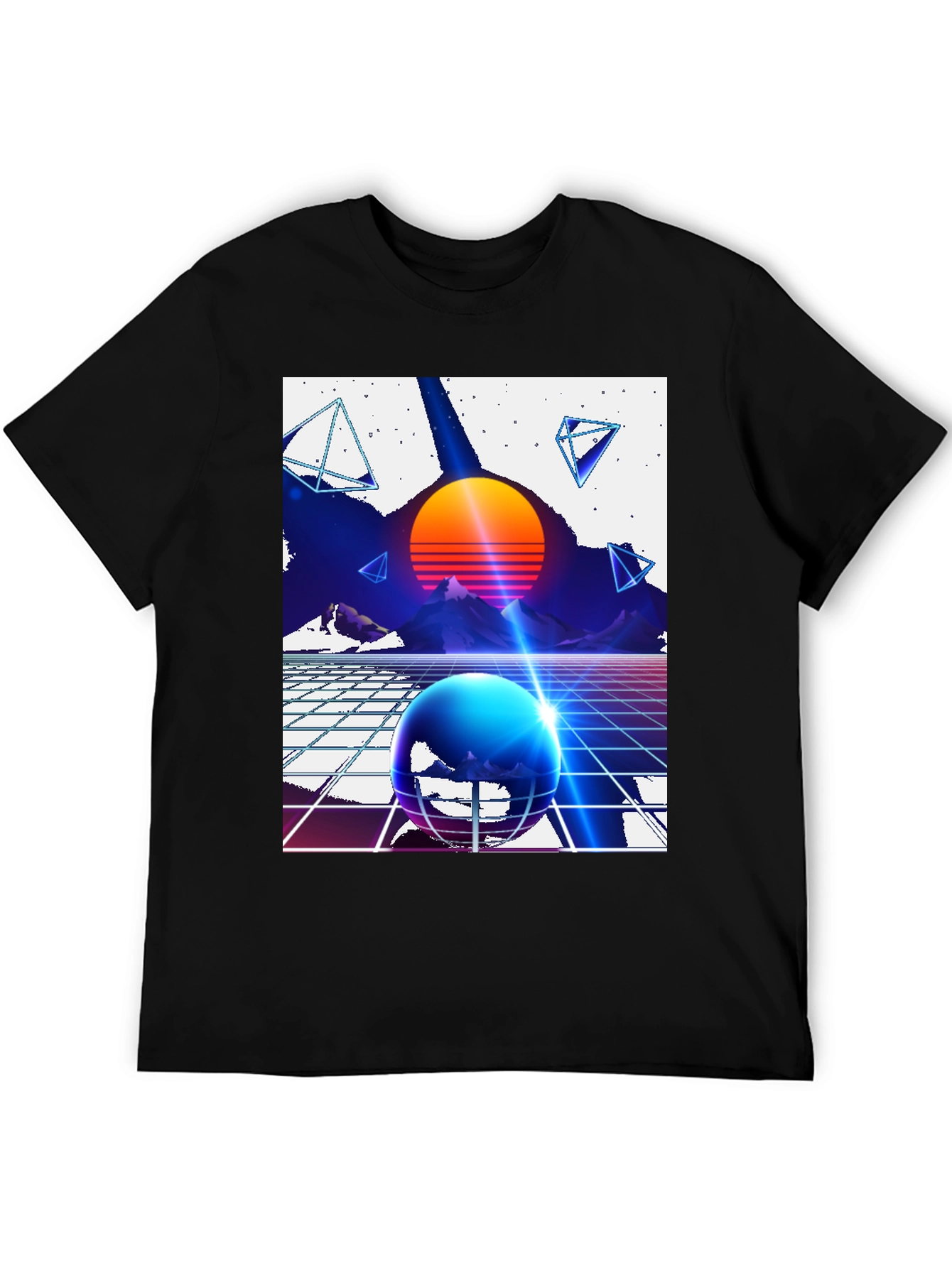Black Retro Synthwave T-Shirt - 80s Inspired Design view 5