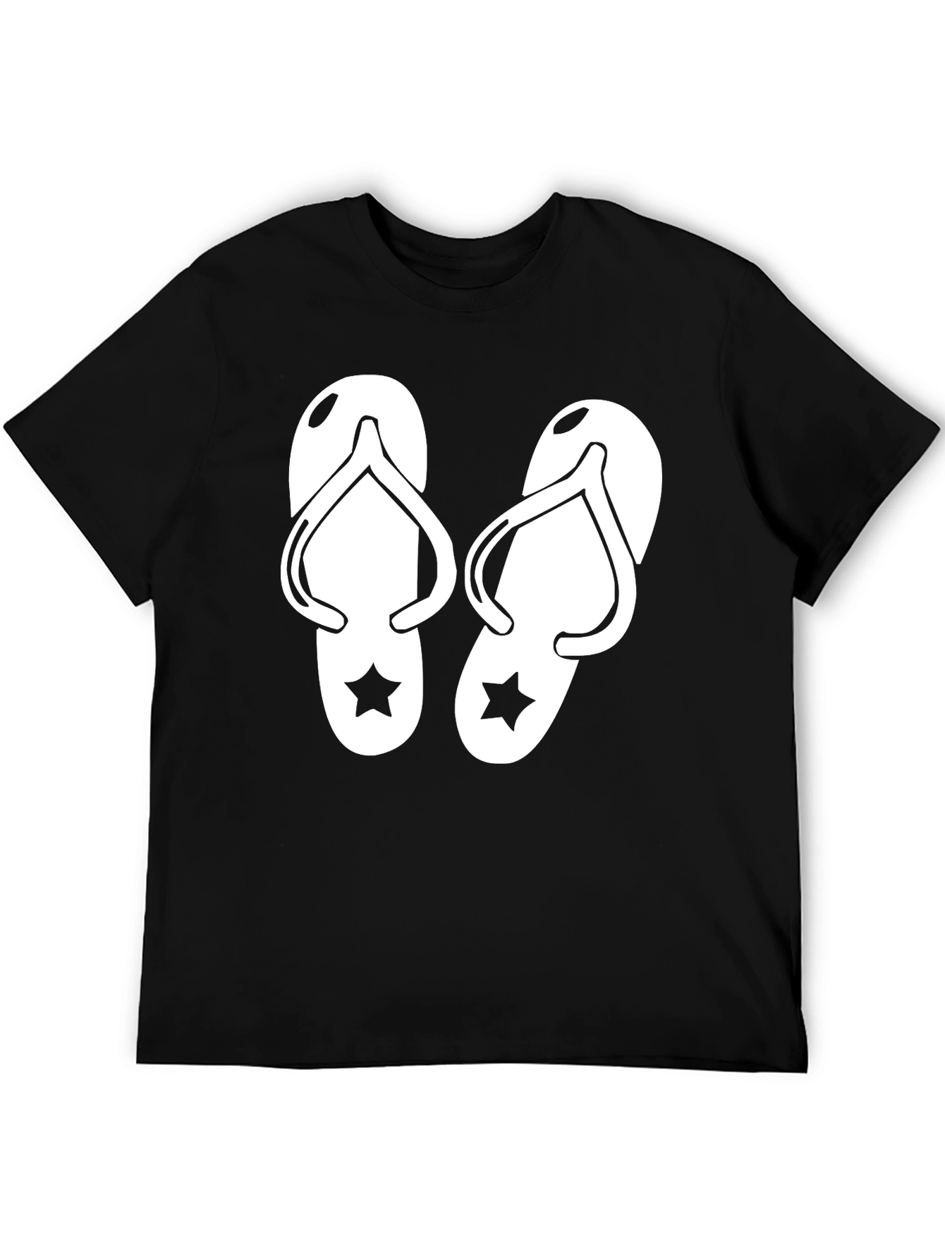 Black Flip Flop Graphic T-Shirt - Black Cotton Tee view 5