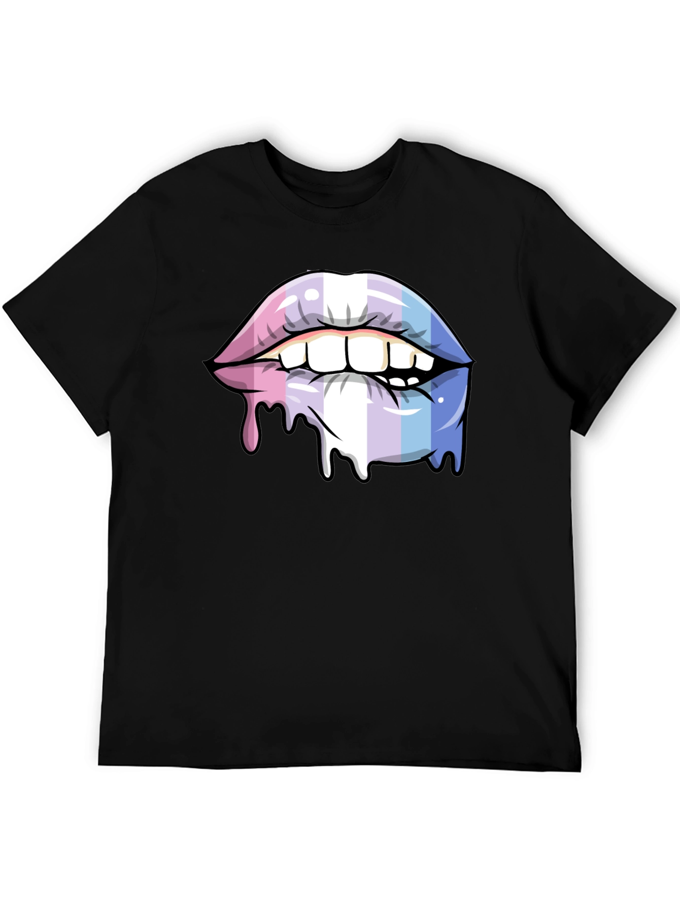 Black Trans Pride Lips T-Shirt - LGBTQ+ Pride Apparel view 5