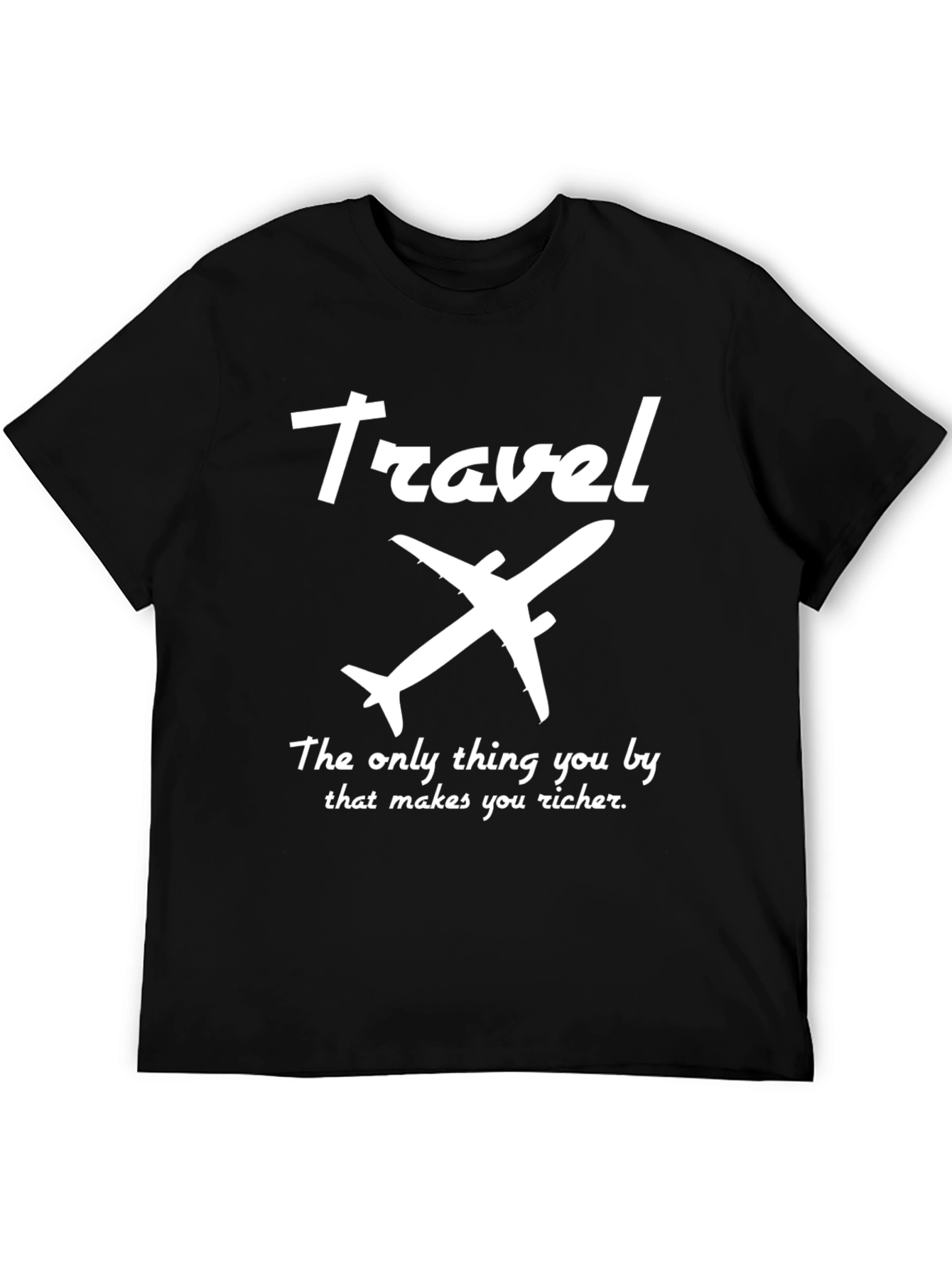 Black Travel Airplane Graphic T-Shirt - Makes You Richer Tee view 5
