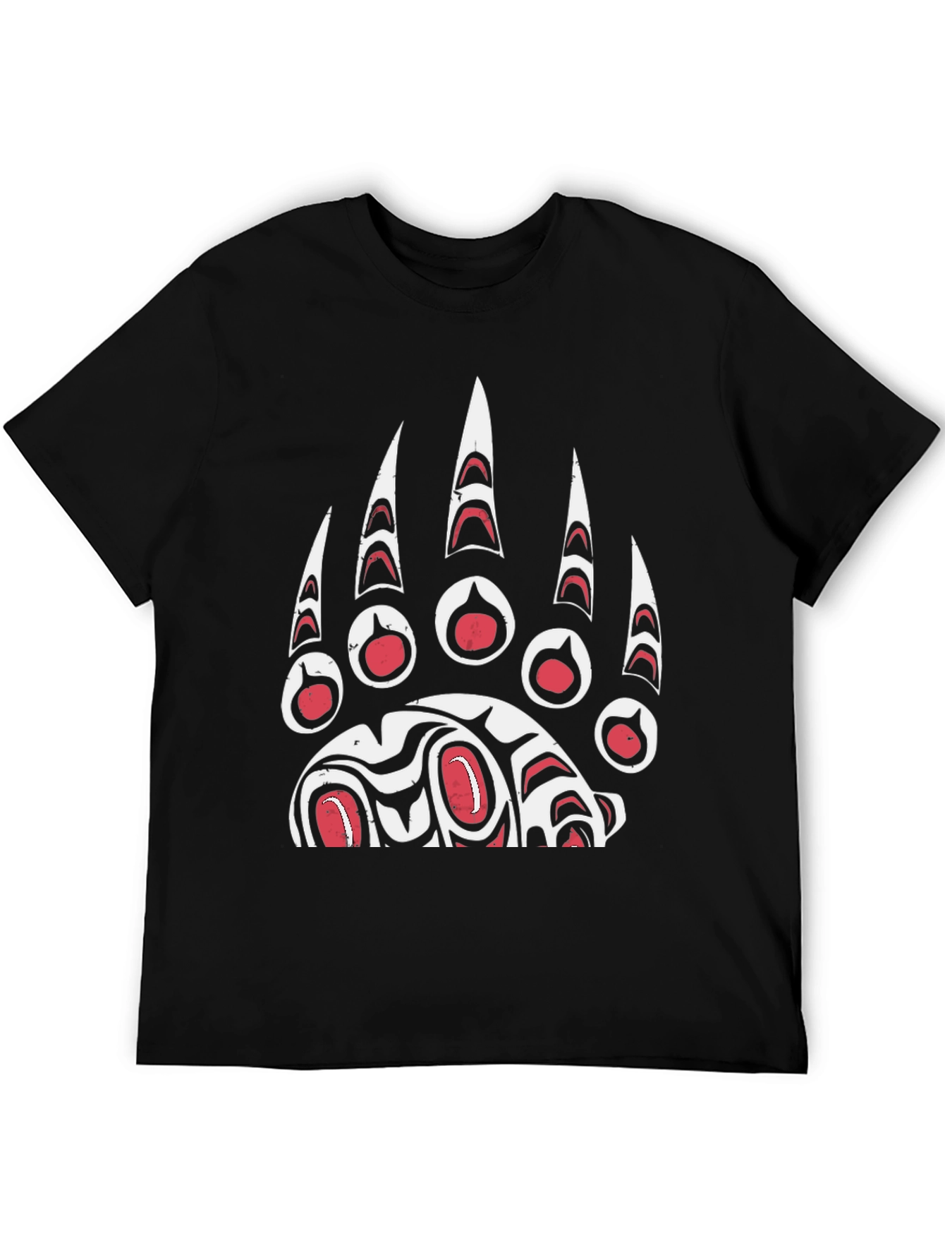 Black Bear Paw Print Graphic T-Shirt - Black view 5