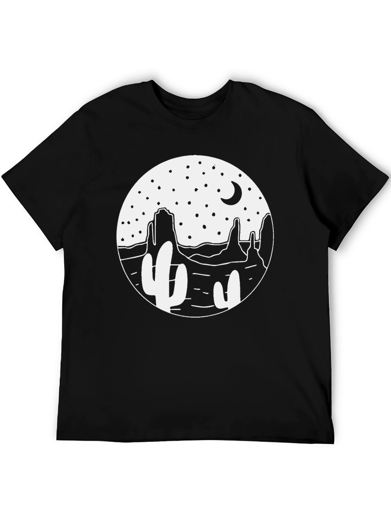 Black Desert Night T-Shirt - Black Cotton Tee view 5
