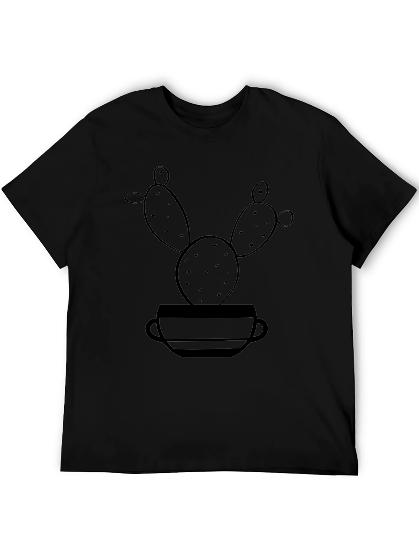 Black Cactus in Pot Graphic Tee - Unisex Casual T-Shirt view 5