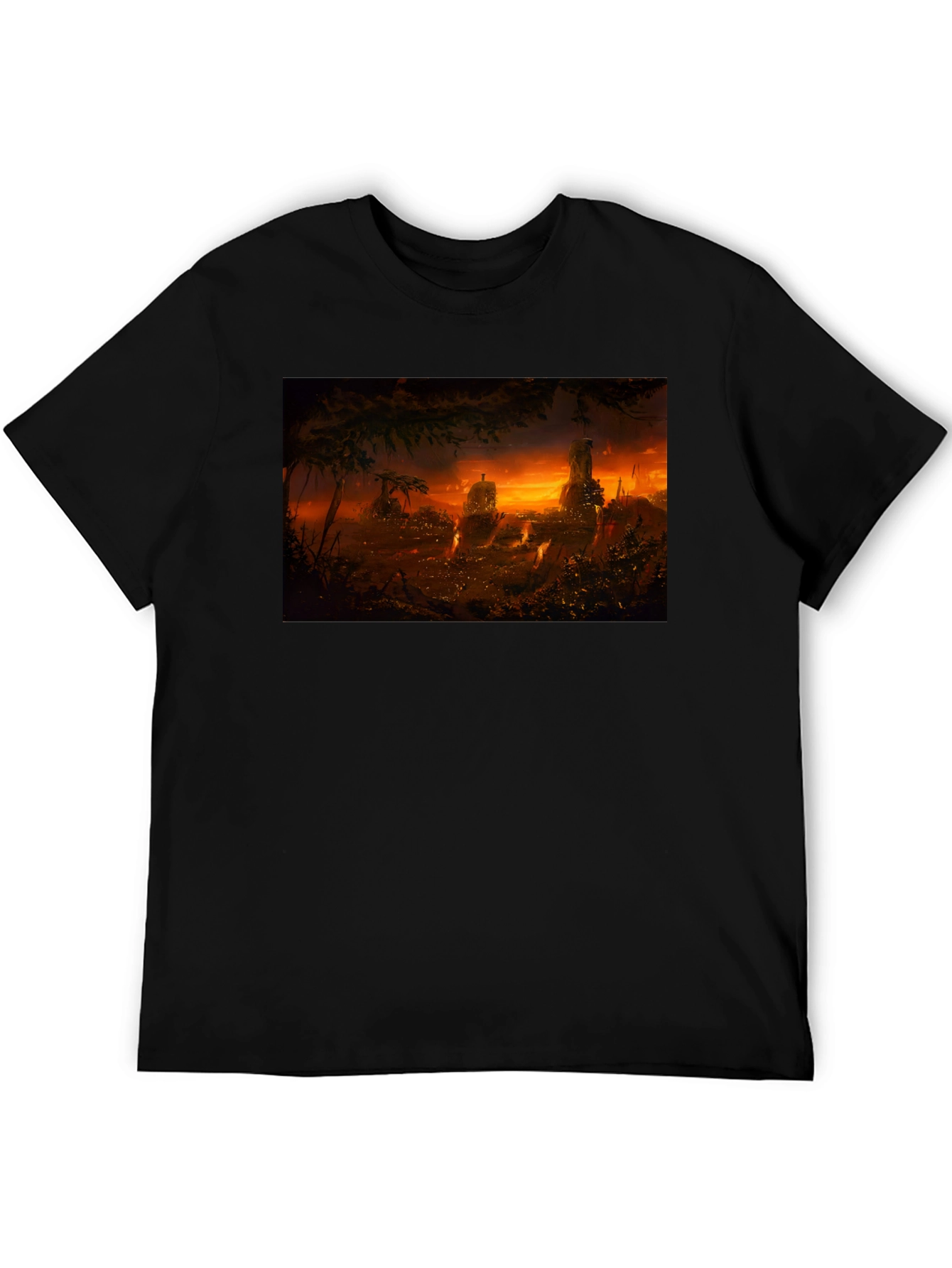 Black Sunset Landscape Graphic Print T-Shirt view 5