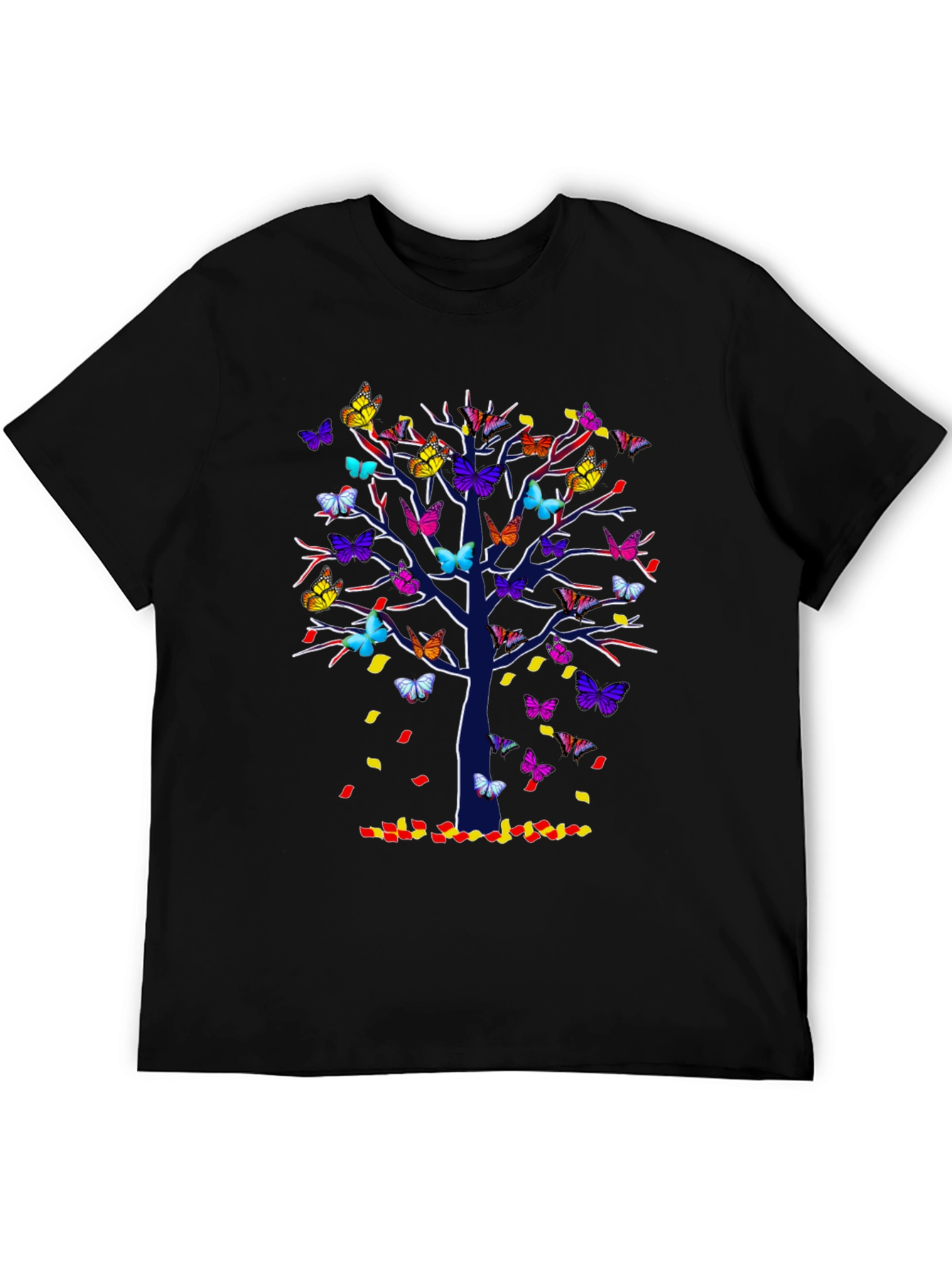 Black Butterfly Tree T-Shirt - Colorful Nature Tee view 5