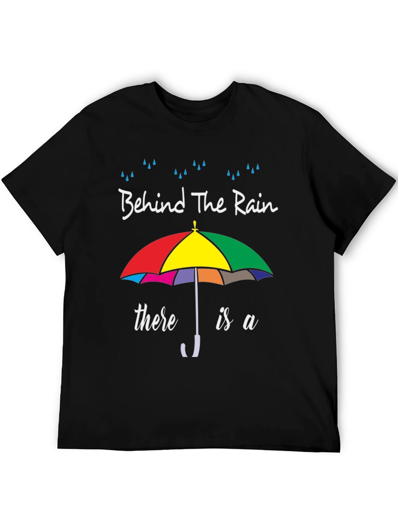 Black Behind The Rain Umbrella Graphic T-Shirt view 5