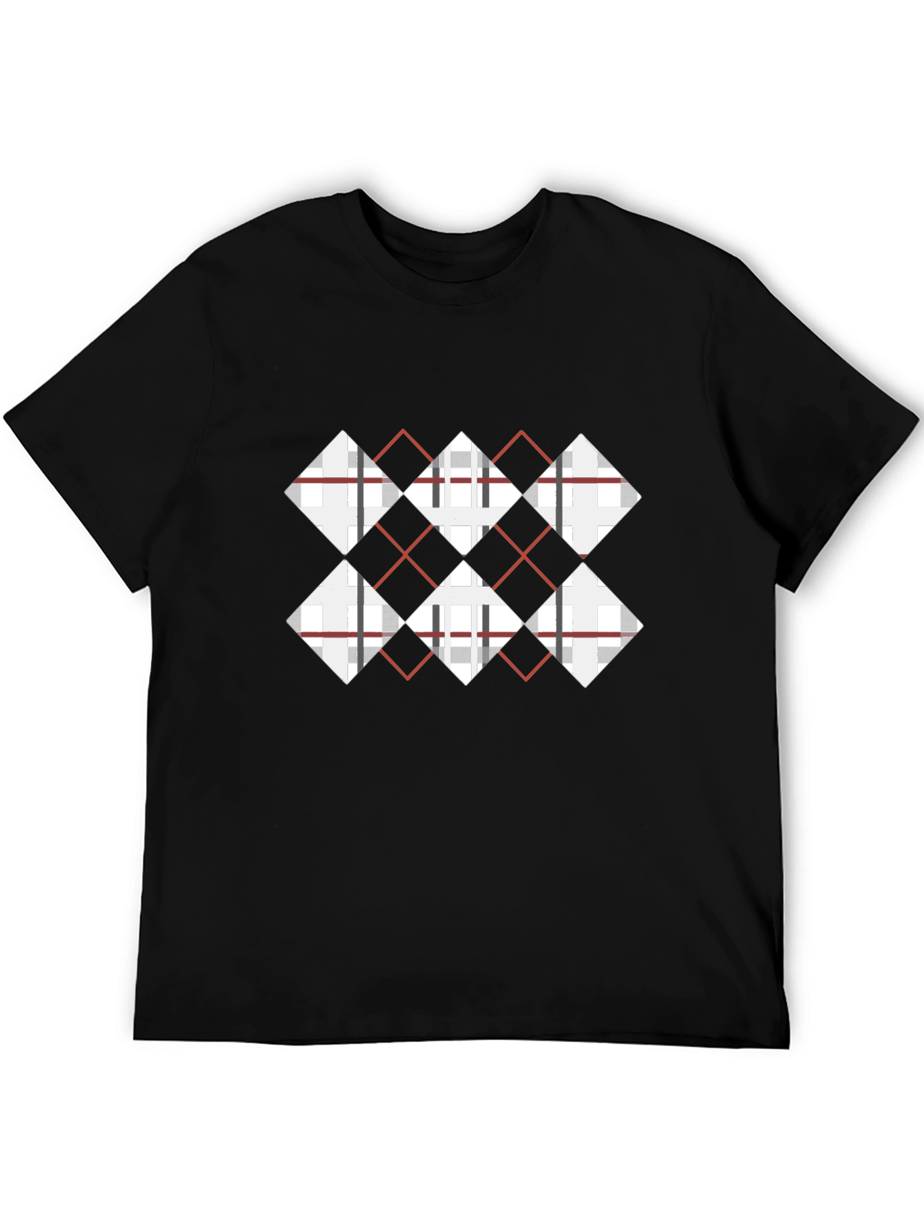 Black Argyle Diamond Graphic Tee - Casual Style view 5