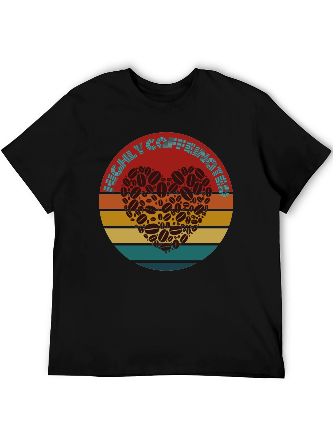 Black Highly Caffeinated Coffee Bean Heart T-Shirt view 5