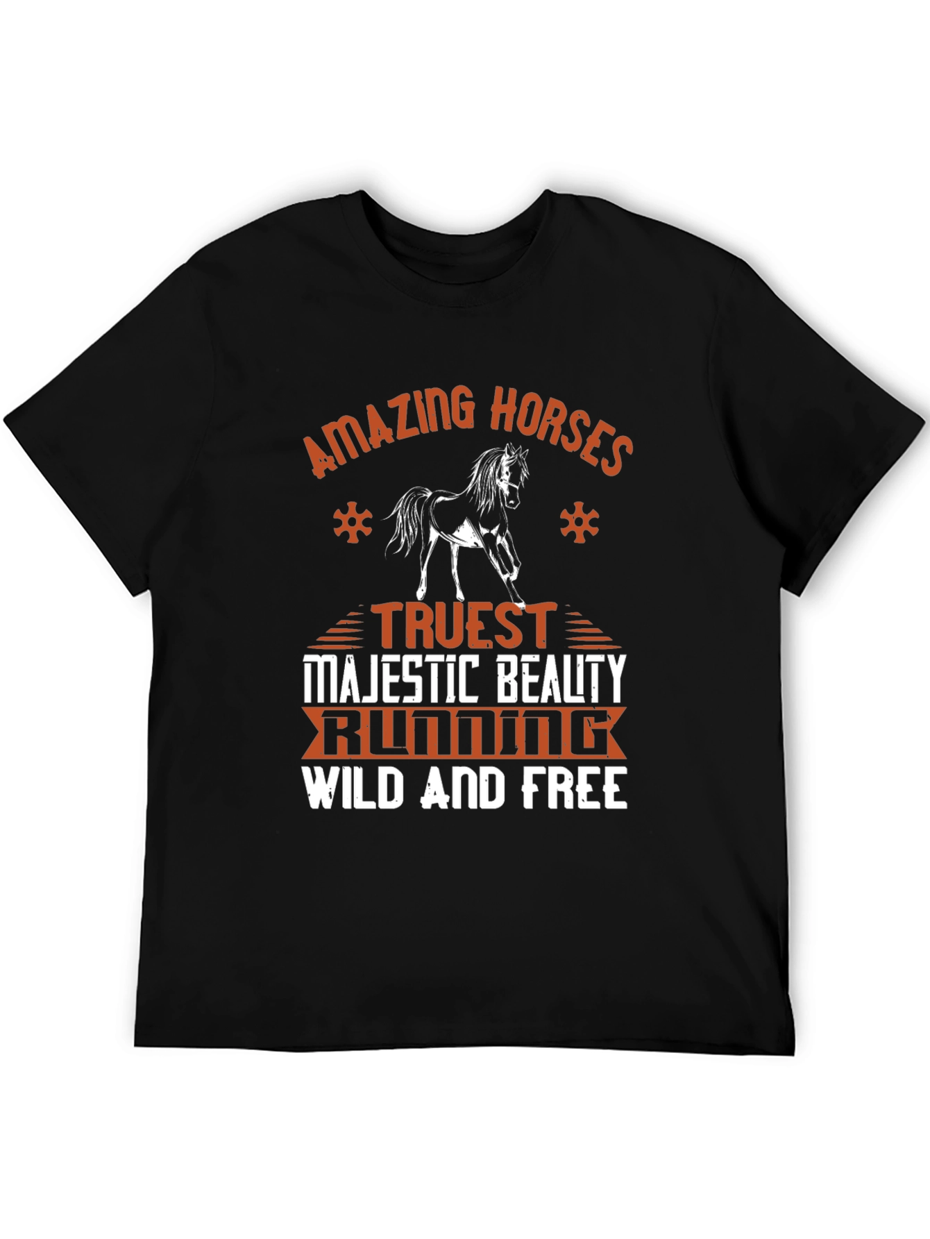 Black Amazing Horses Graphic Tee - Wild and Free Design view 5