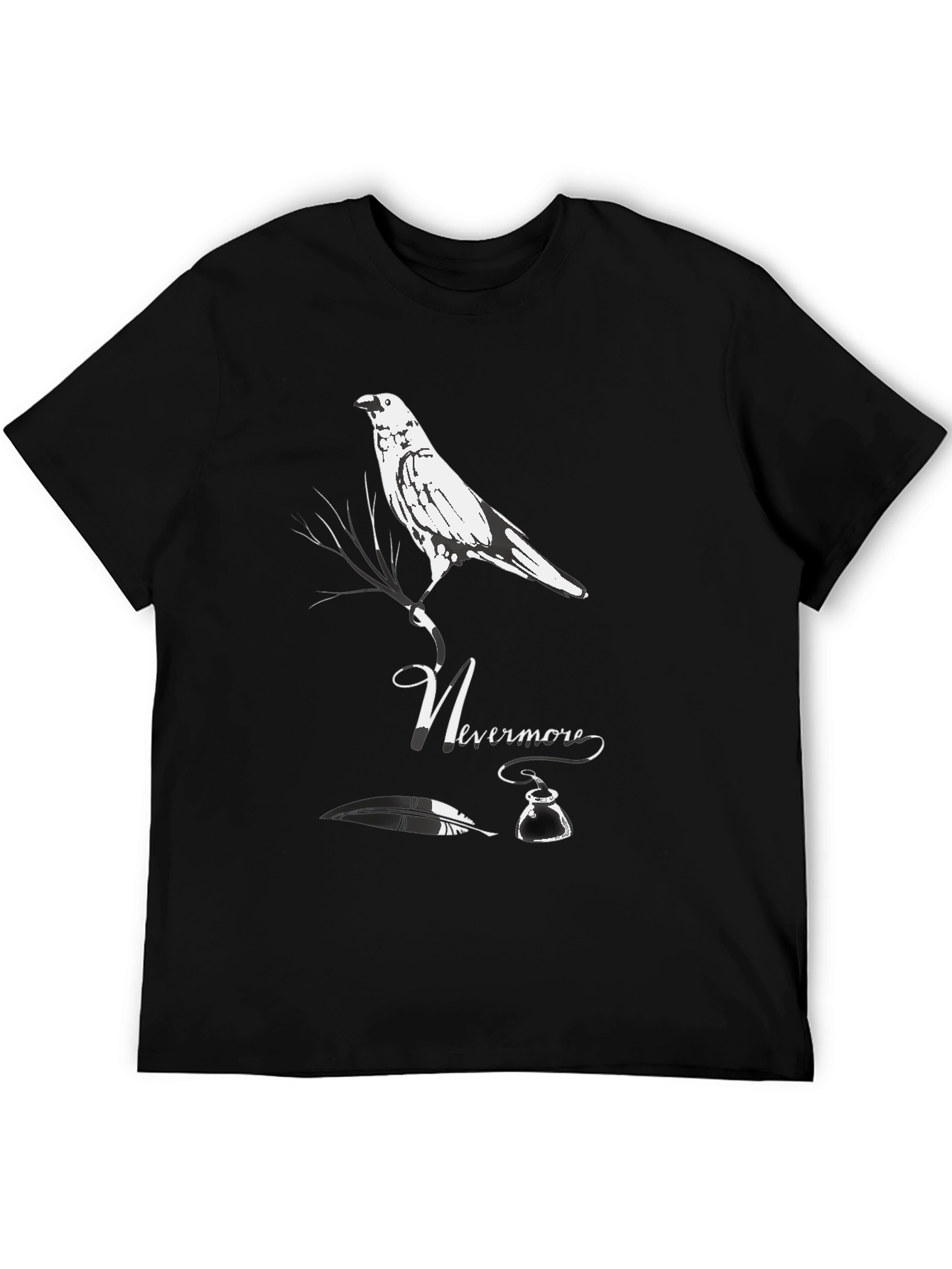 Black Nevermore Raven Graphic Tee - Edgar Allan Poe T-Shirt view 5