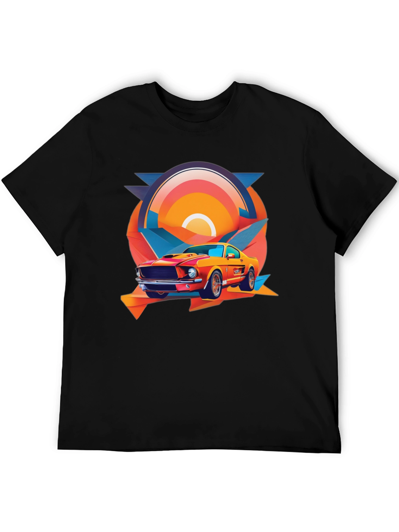 Black Retro Muscle Car Graphic Tee - Black view 5