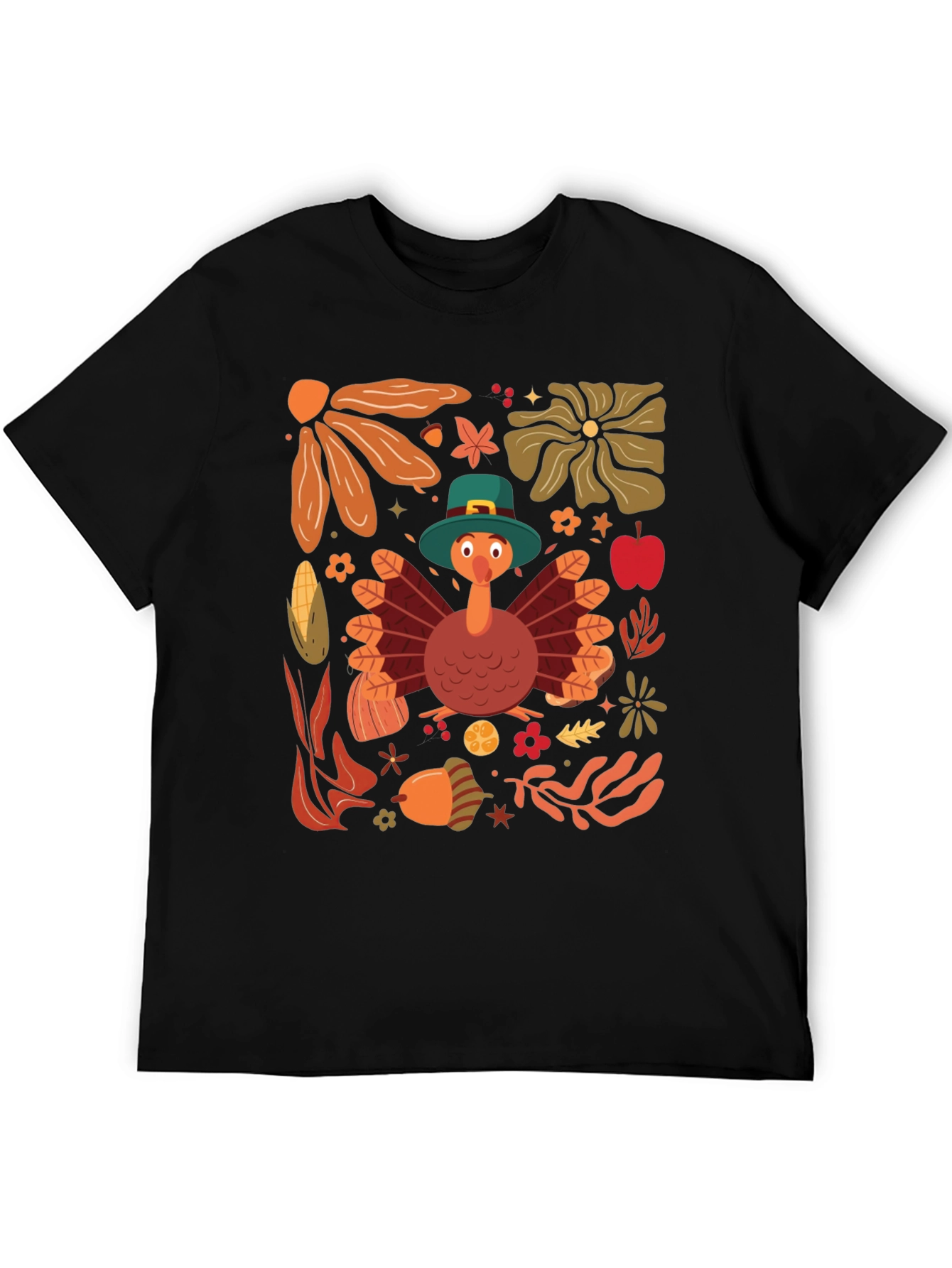 Black Thanksgiving Turkey Graphic T-Shirt view 5