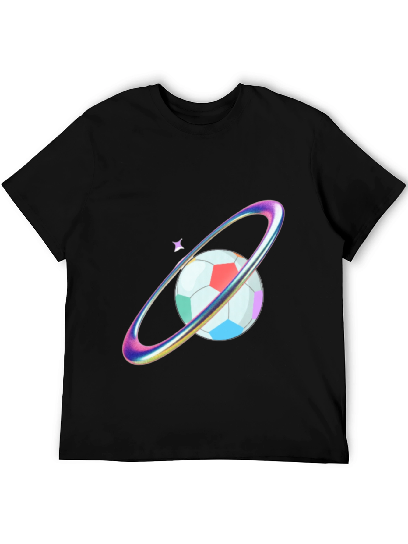 Black Colorful Planet Soccer Graphic Tee view 5