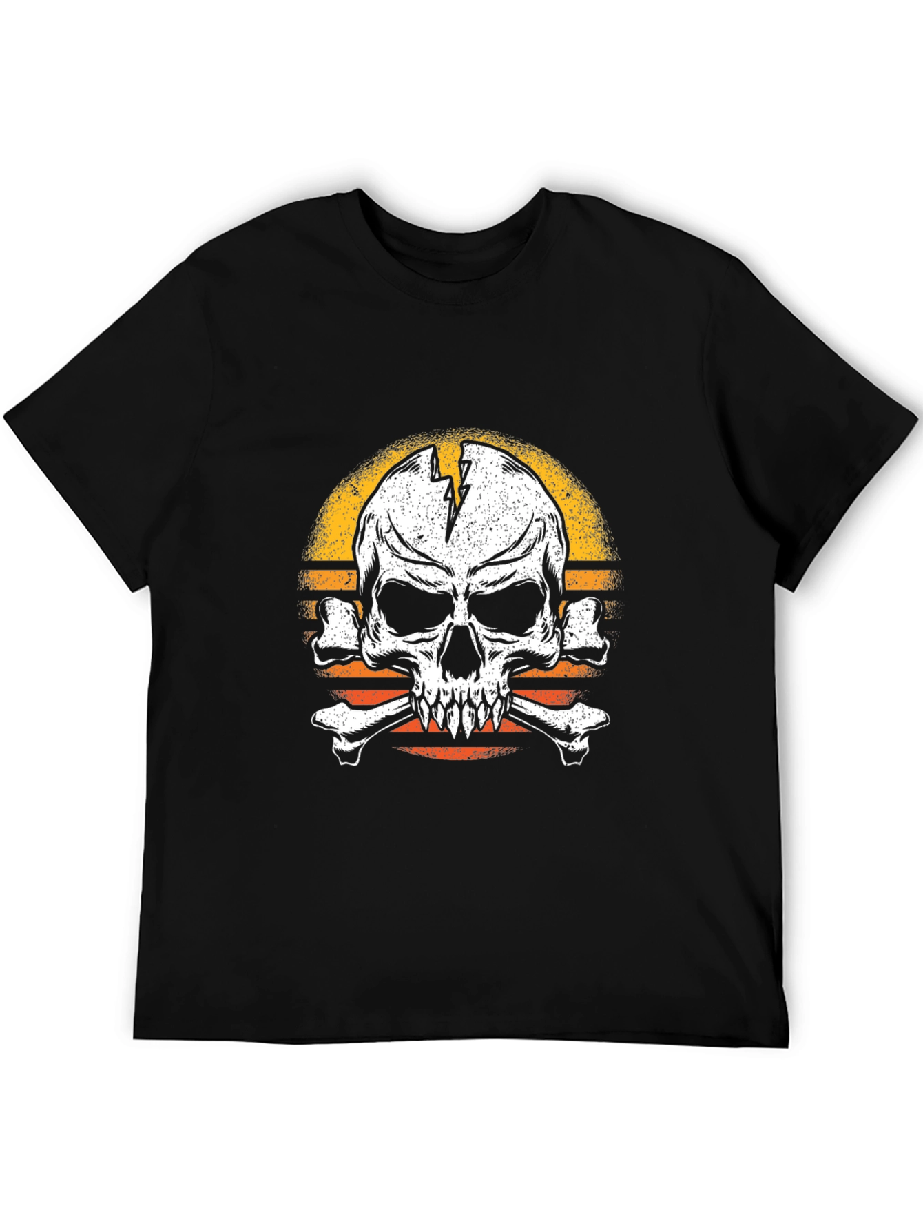 Black Skull and Crossbones T-Shirt - Vintage Style view 5