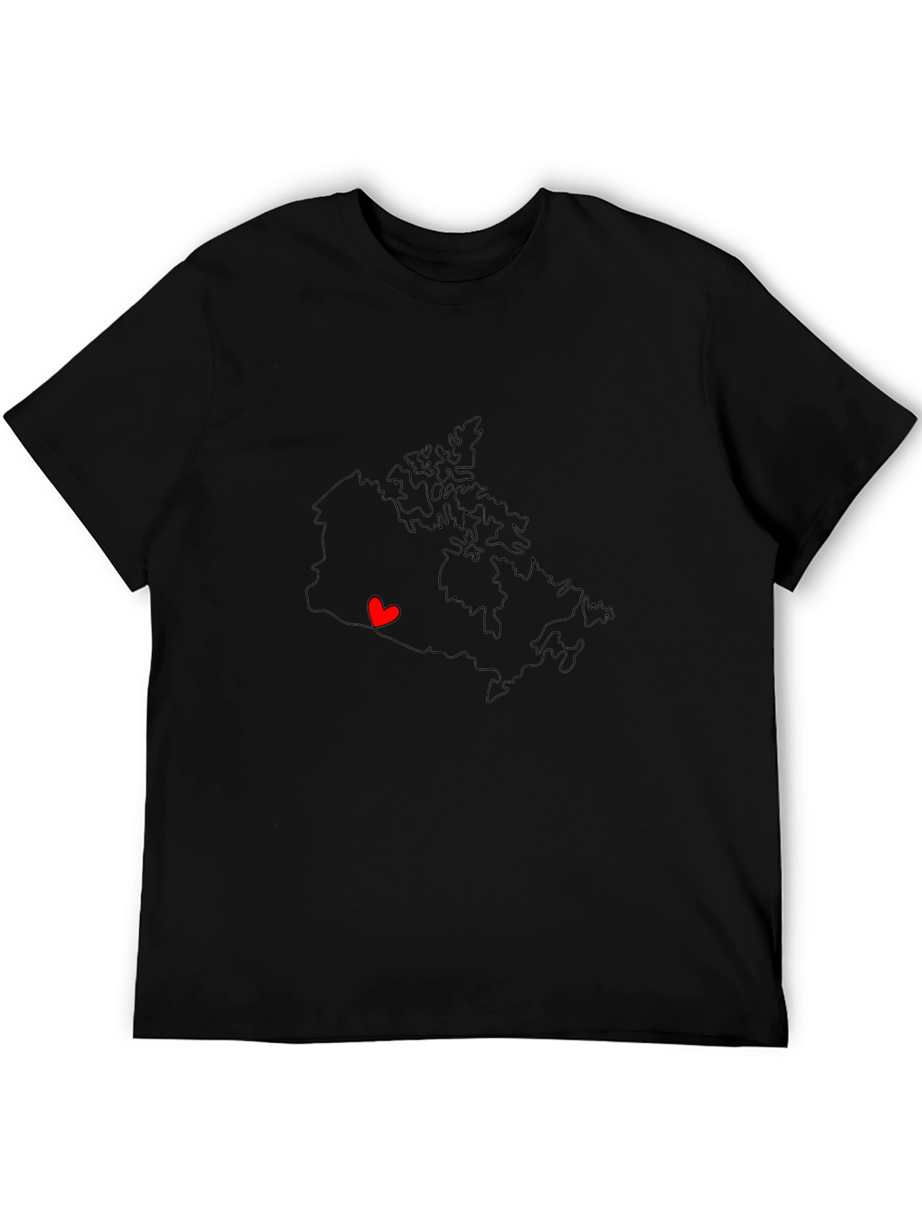 Black Canada Map Love Heart Graphic Tee - Black view 5