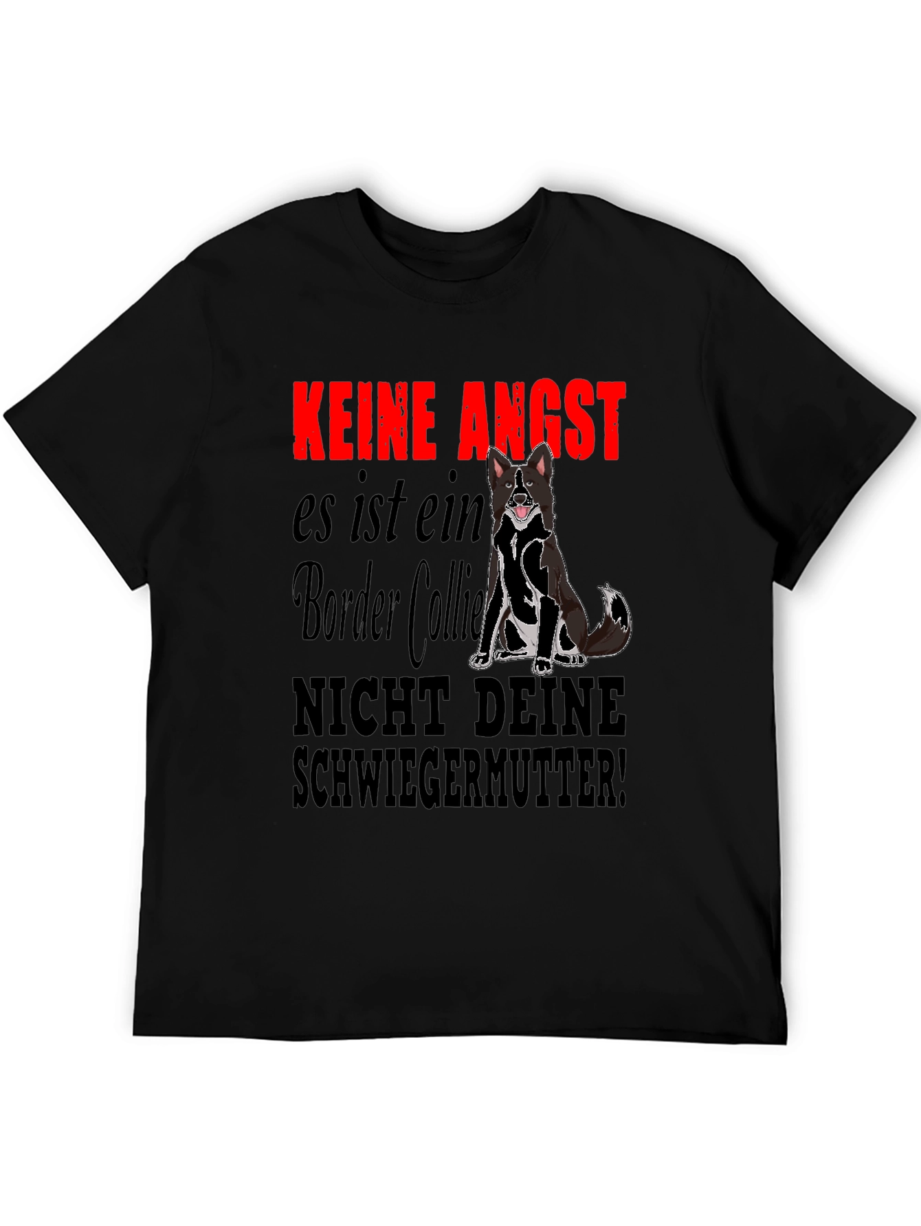 Black Keine Angst Border Collie Graphic T-Shirt view 5