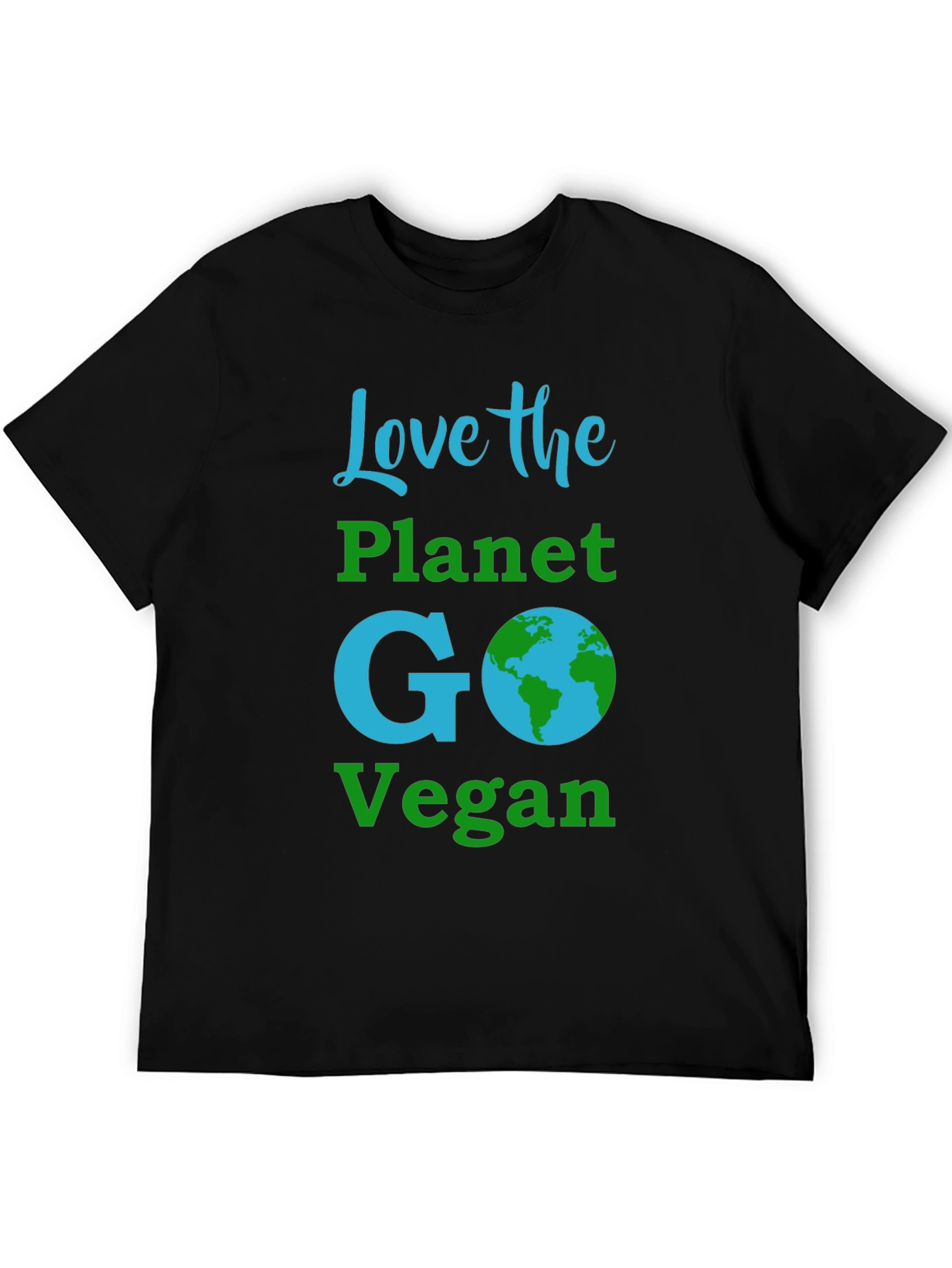 Black Love the Planet Go Vegan T-Shirt view 5