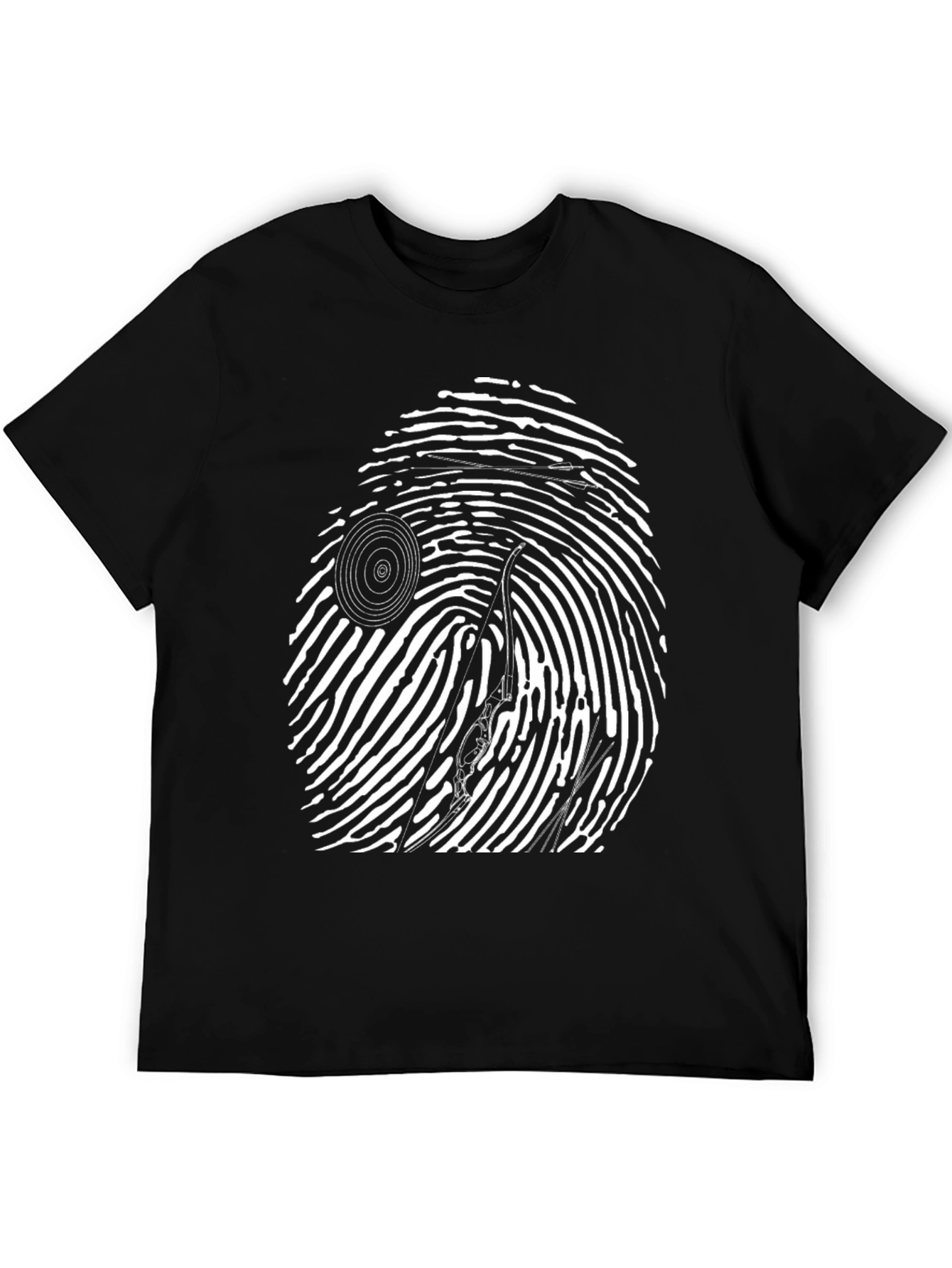 Black Unique Black T-Shirt with Fingerprint Graphic Design view 5
