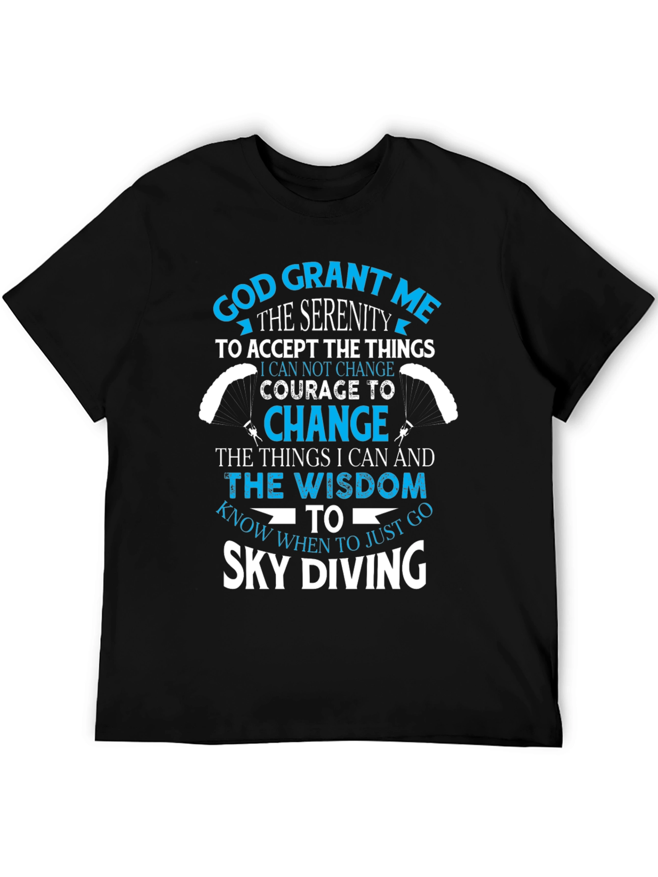 Black Sky Diving Serenity Prayer Graphic T-Shirt view 5