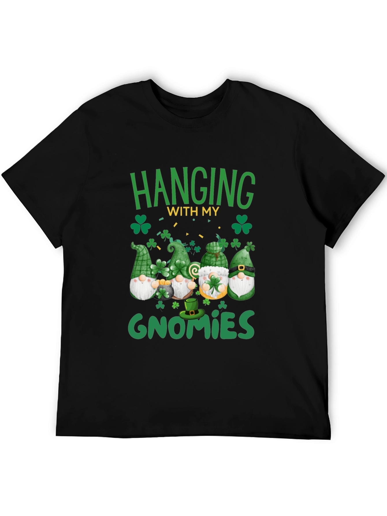 Black St. Patrick's Day Gnome T-Shirt view 5