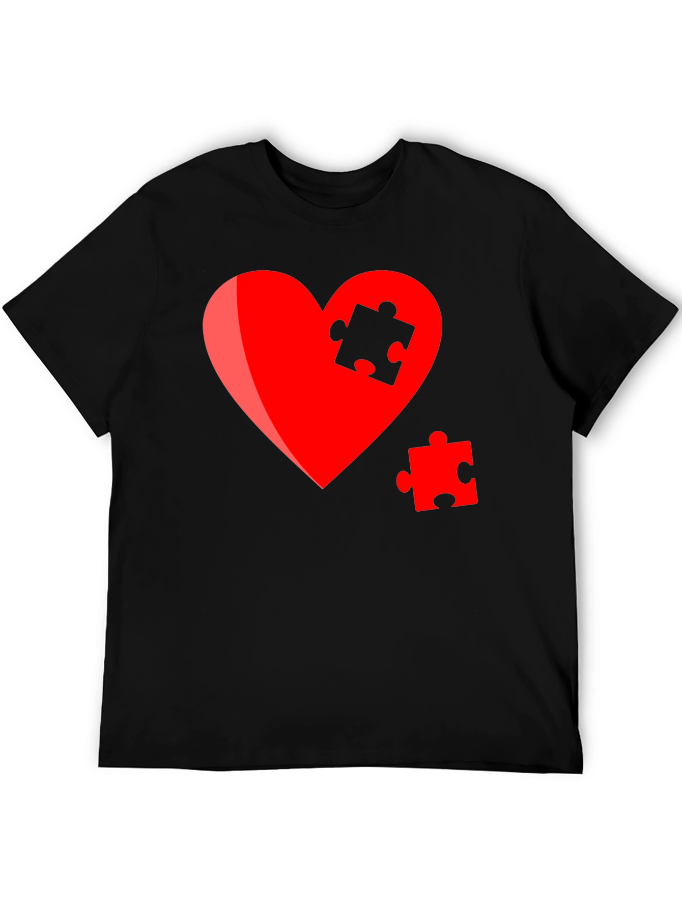 Black Heart Puzzle Piece Graphic Tee - Stylish Design view 5