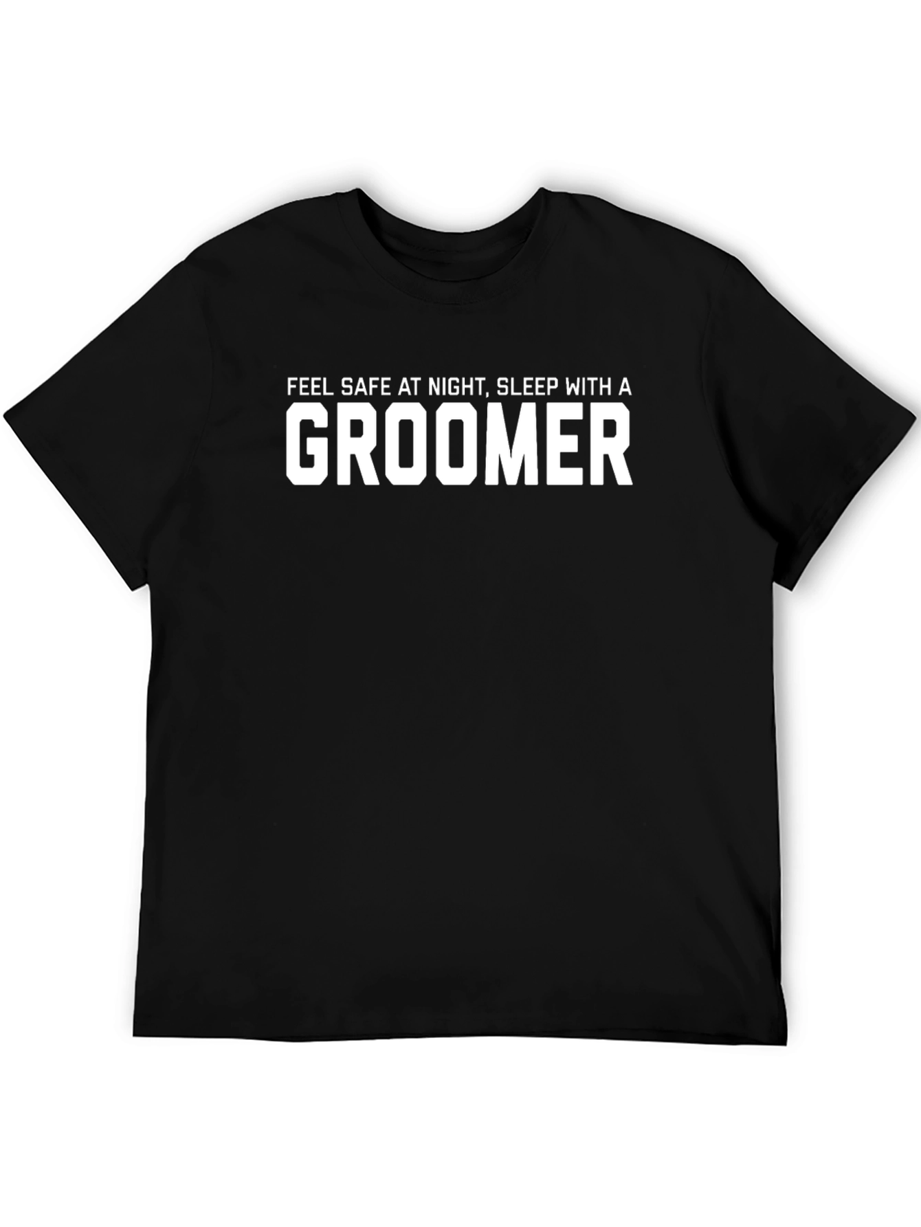 Black Groomer Graphic Tee - Feel Safe, Sleep With A Groomer view 5