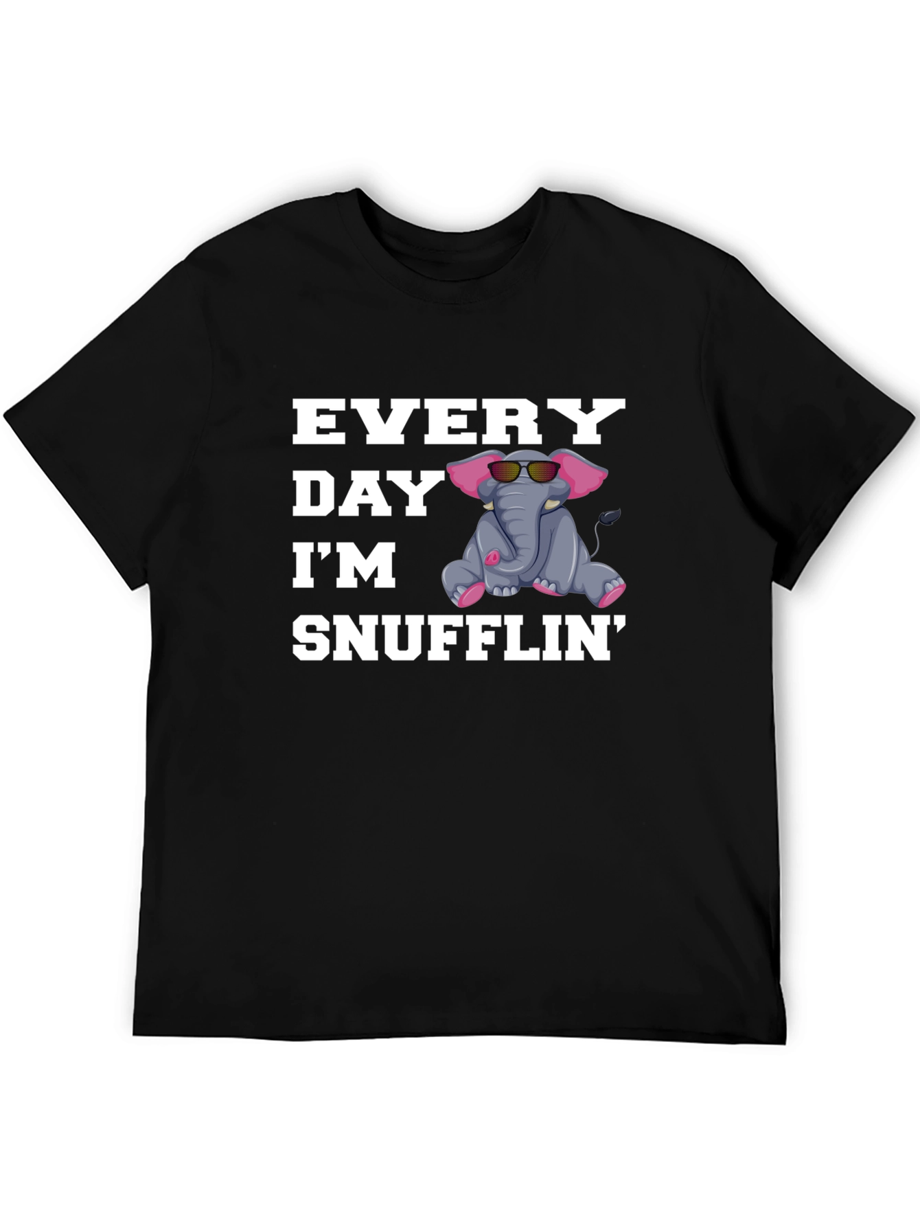 Black Everyday I'm Snufflin' Elephant T-Shirt view 5