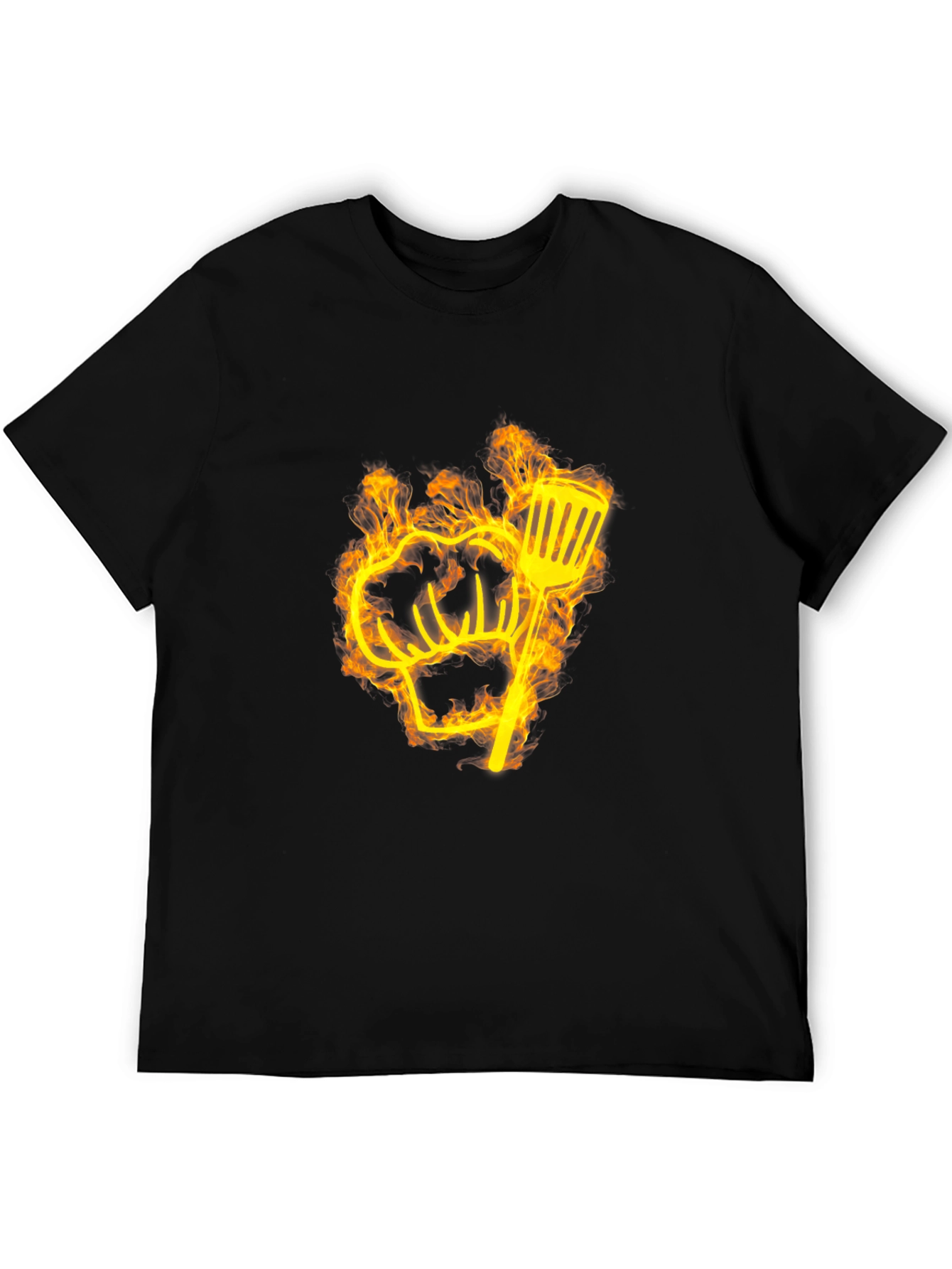 Black Flaming Chef Hat & Spatula Graphic Tee view 5
