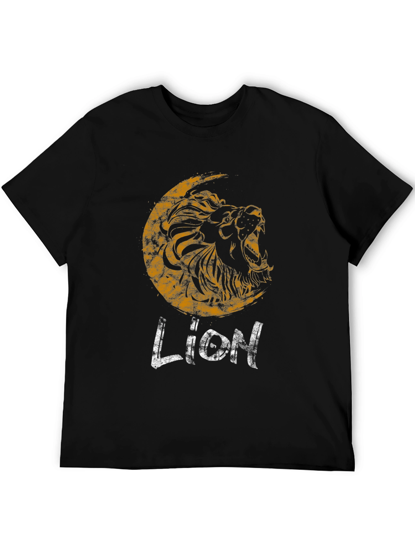 Black Lion Graphic Print Black T-Shirt view 5
