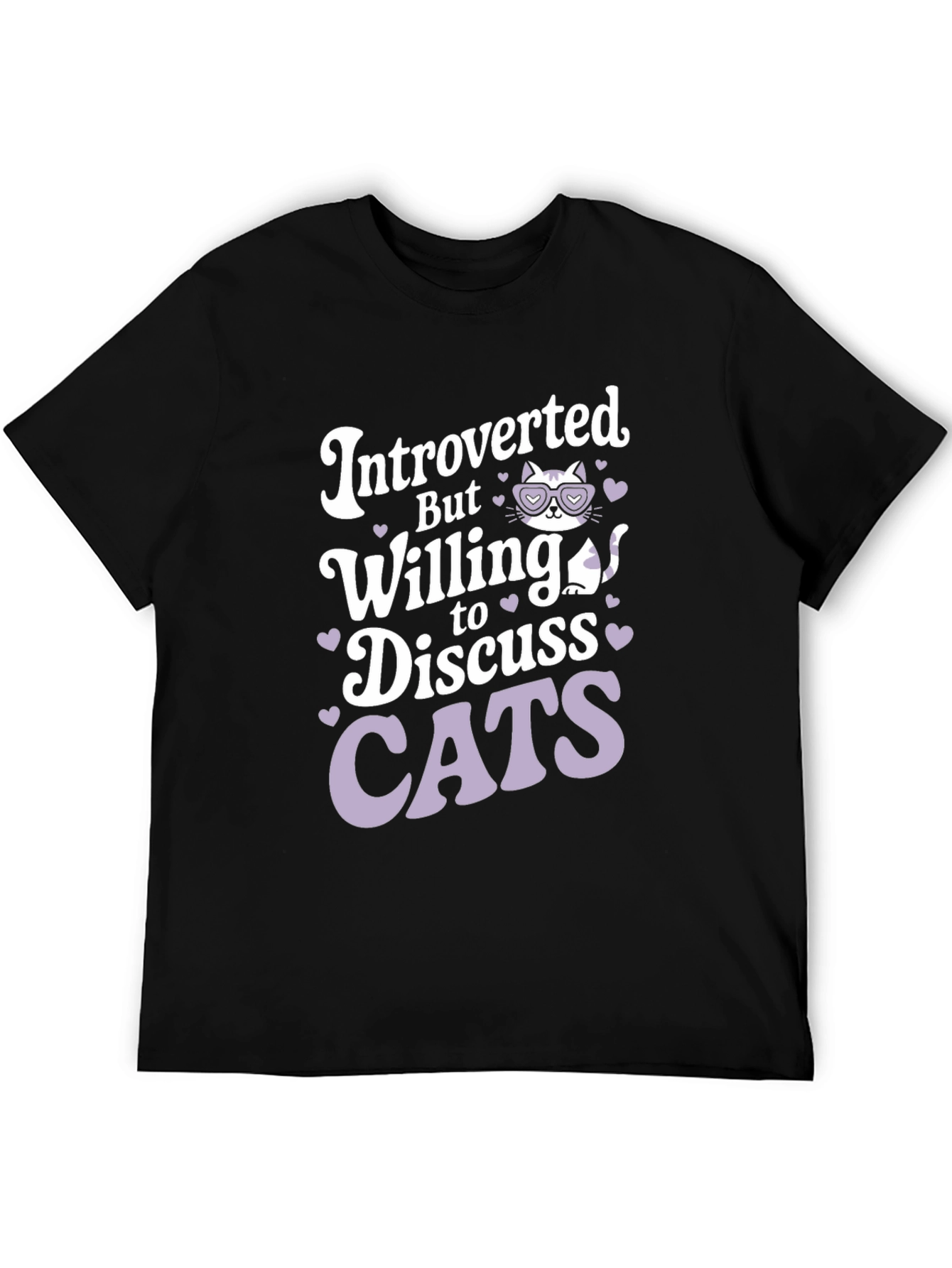 Black Introverted Cat Lover T-Shirt view 5
