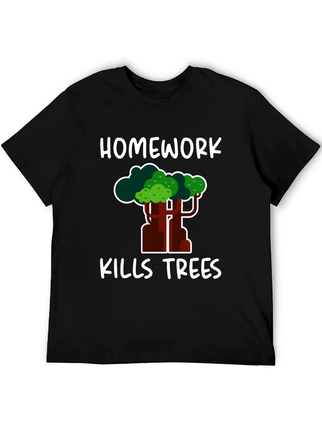 Black Homework Kills Trees Graphic Tee view 5