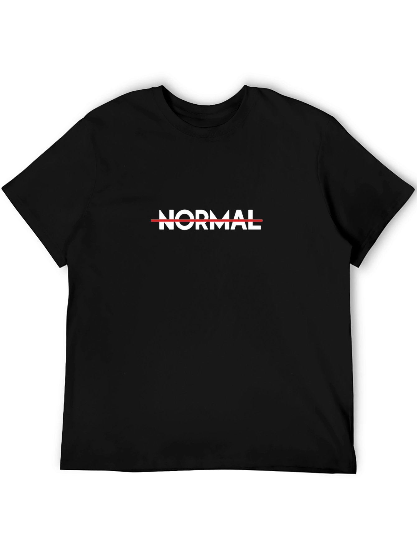 Black Normal Graphic Tee - Short Sleeve Crew Neck Black T-Shirt view 5