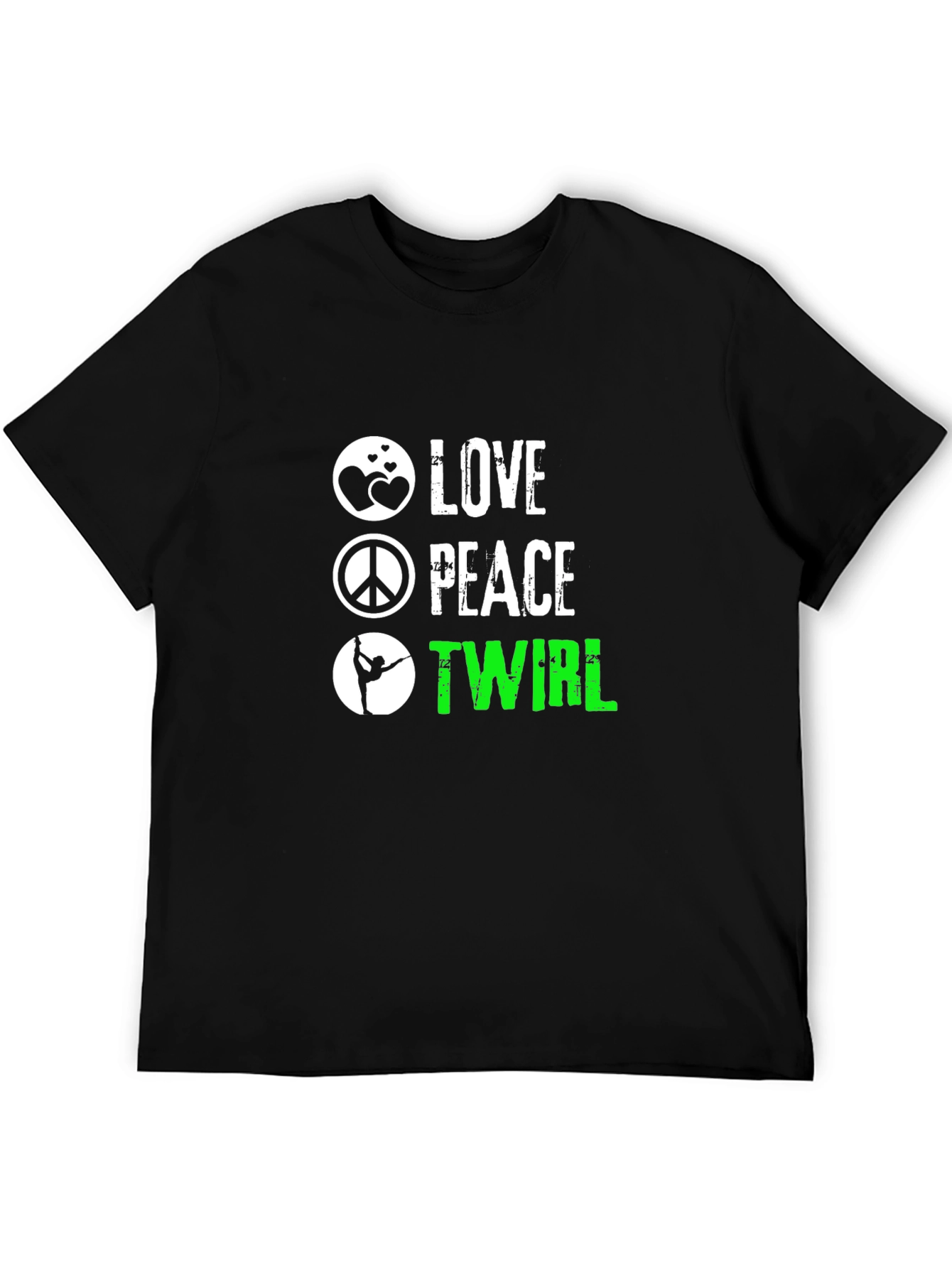 Black Love Peace Twirl Graphic Tee - Soft Cotton Blend view 5