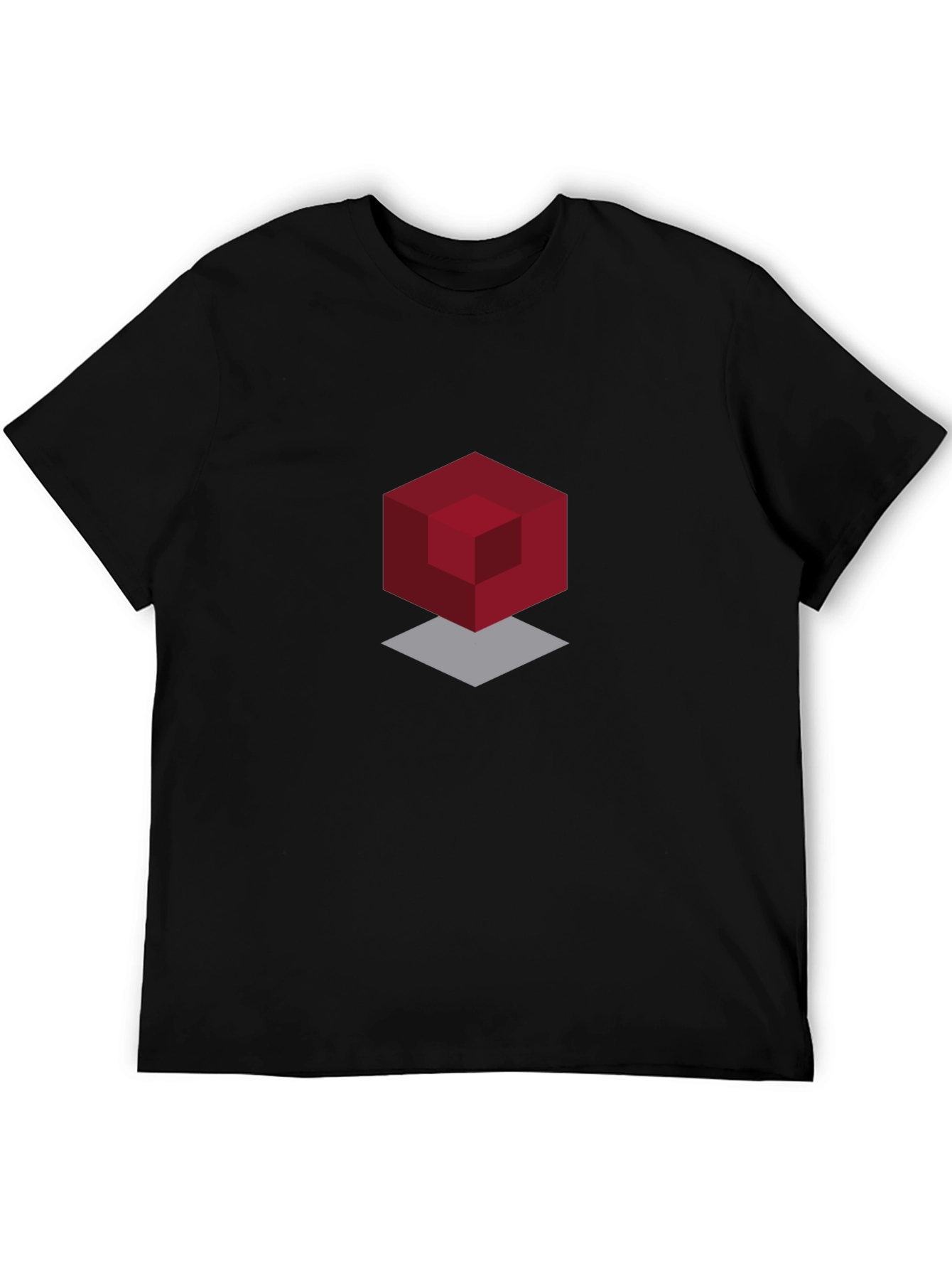 Black Geometric Cube Graphic Black T-Shirt view 5